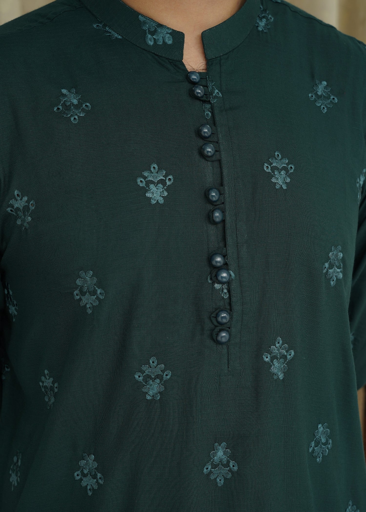 cotton linen Kurta in Dark green by Maqsood Garments