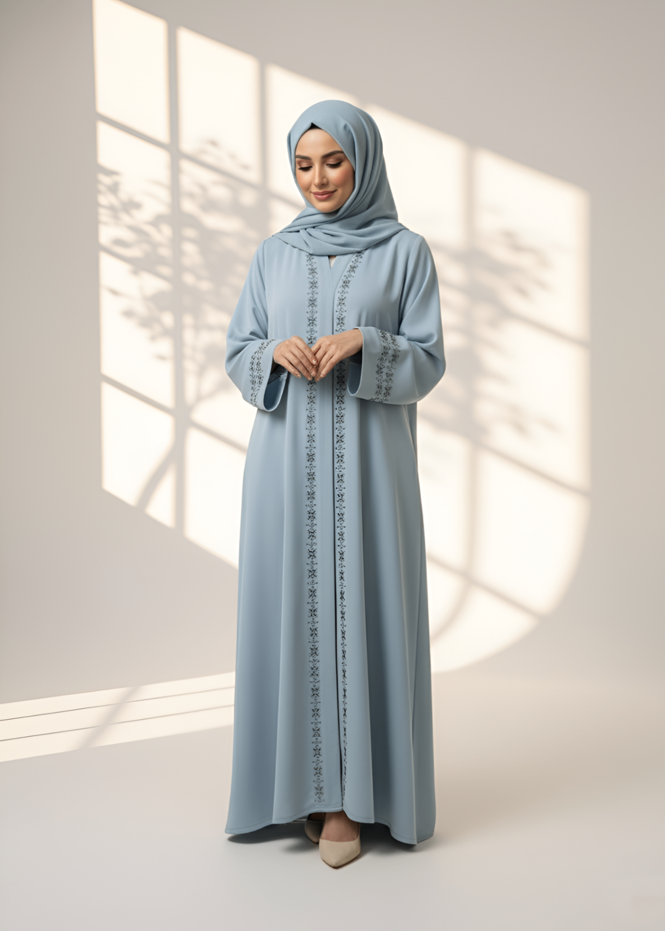 nidha Abaya in Ice blue