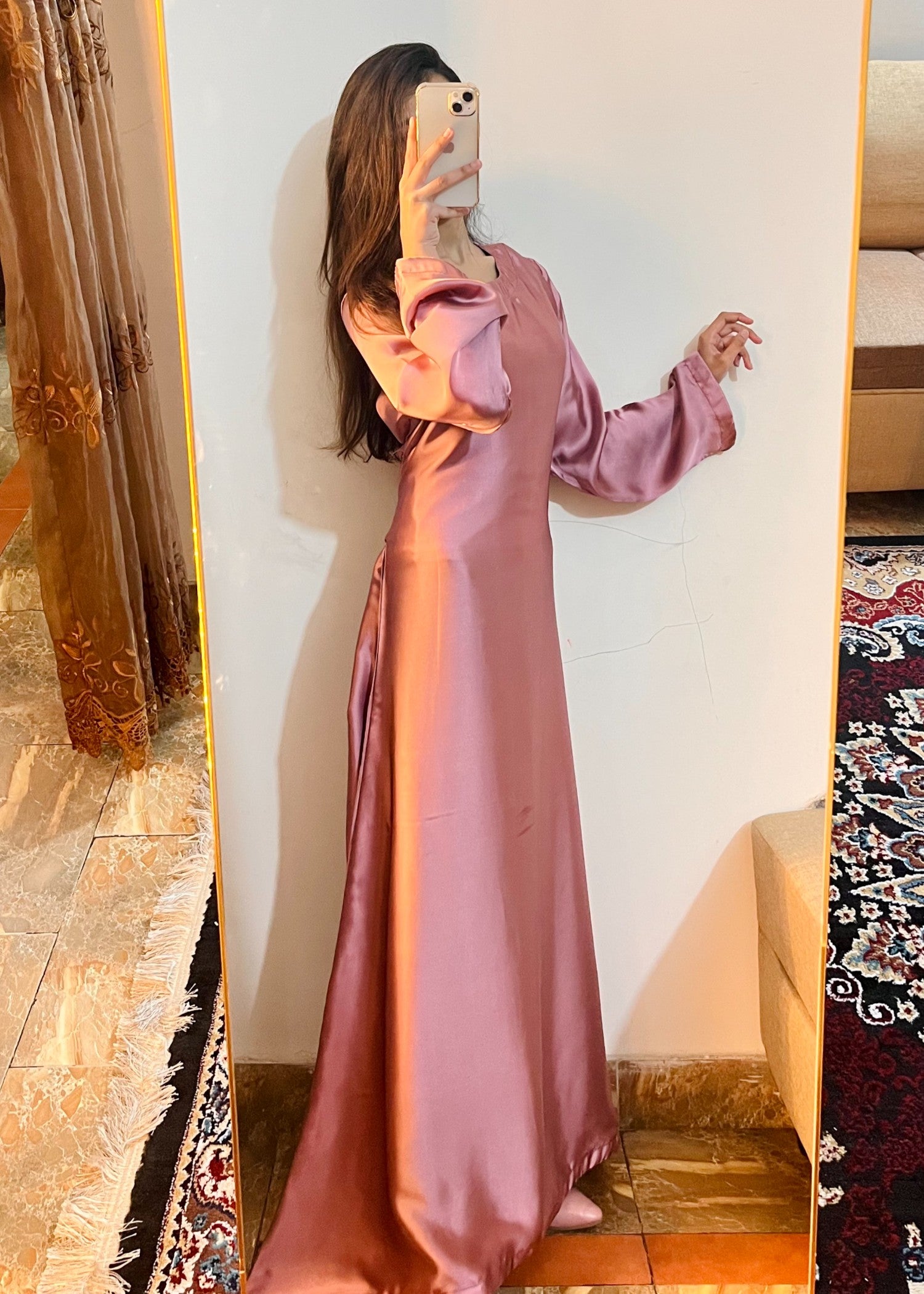 silk Frock in Tea rose pink
