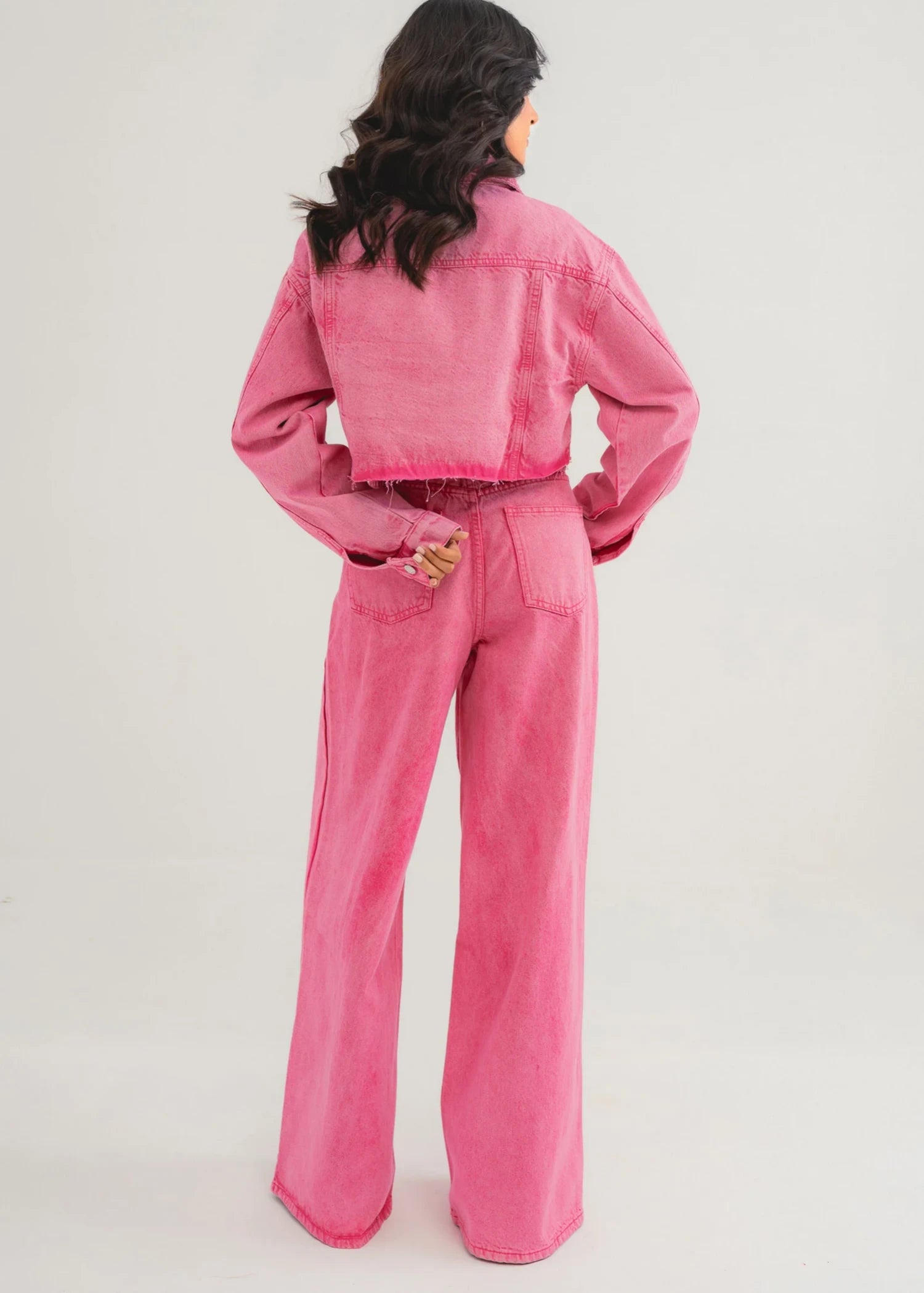 denim Jacket in Hot pink red