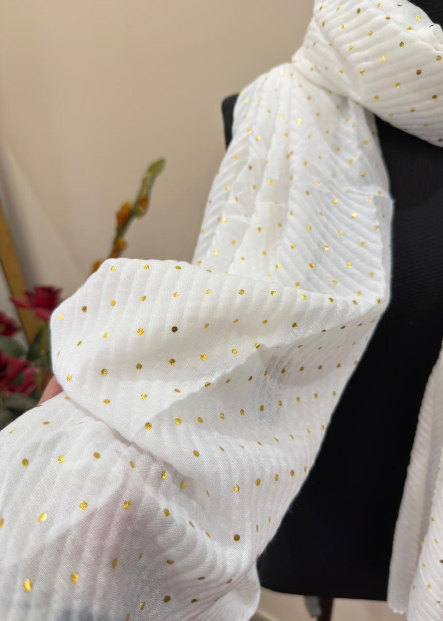 textured lawn Hijab in White