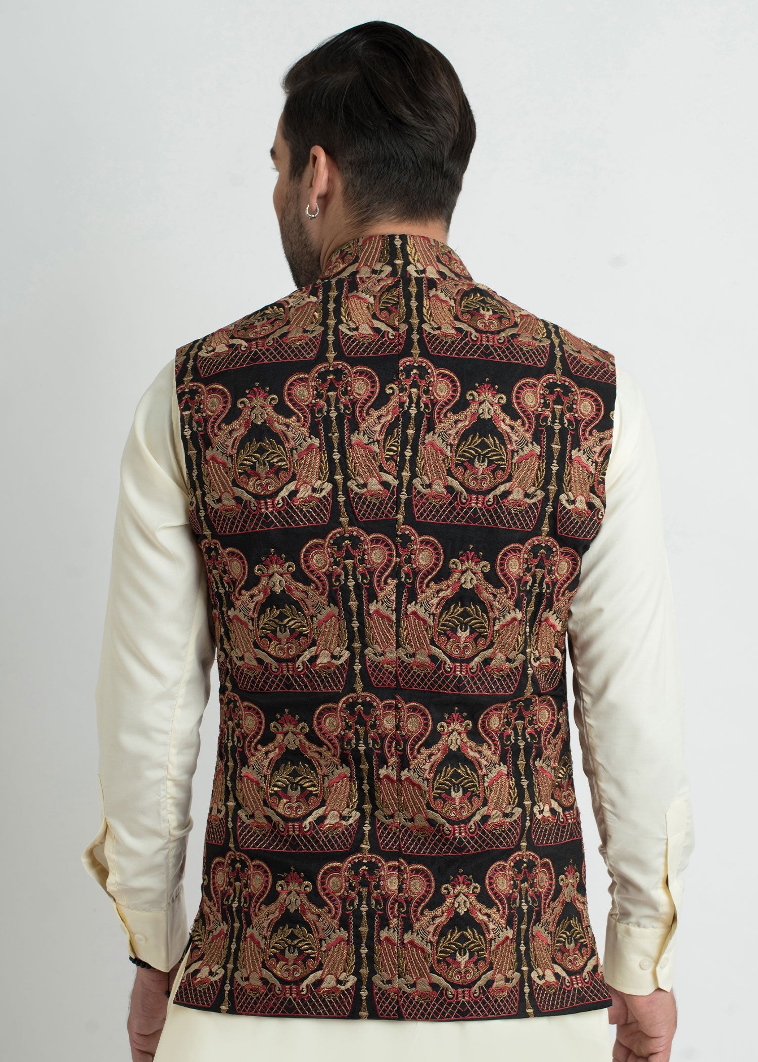 viscose raw silk Waistcoat in Black