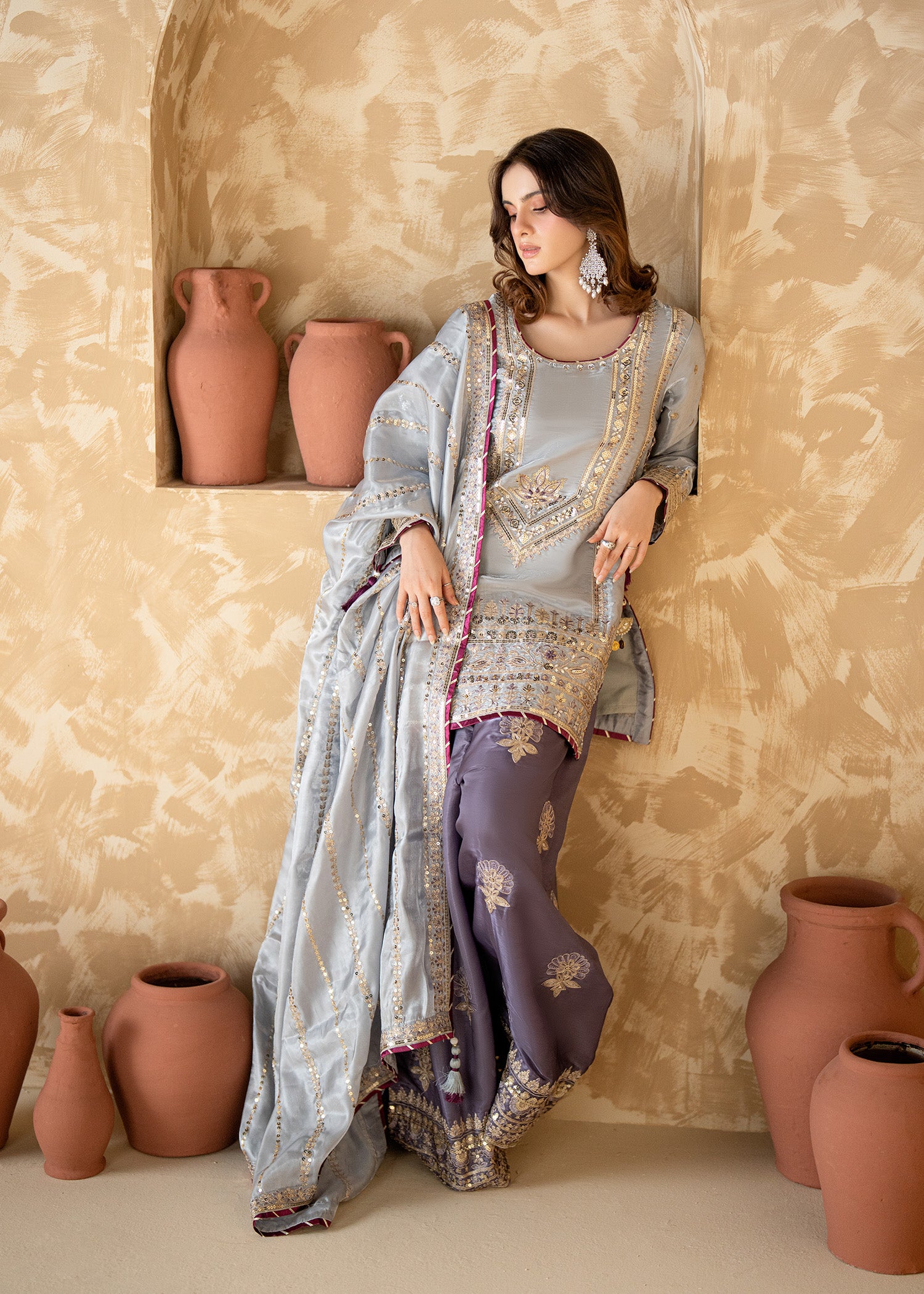 silk Kurta Set in Multi