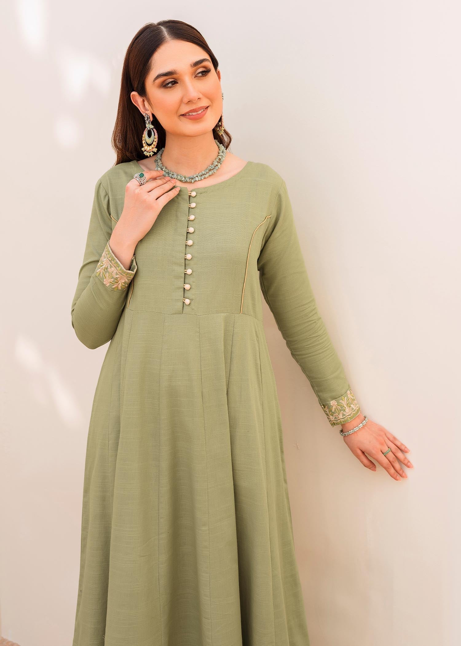 cotton Pishwas in Mint green
