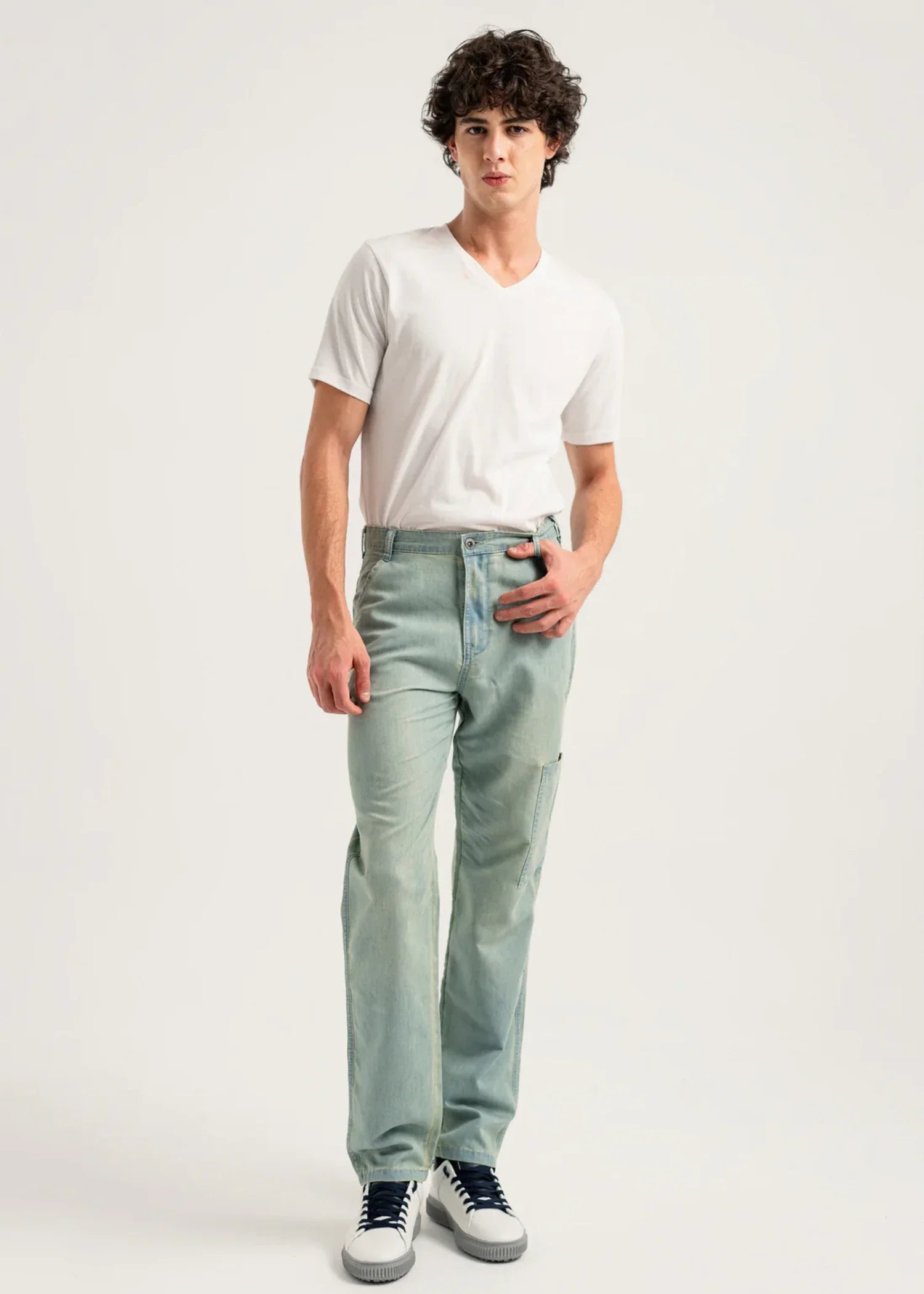 chambray Pants in Light blue