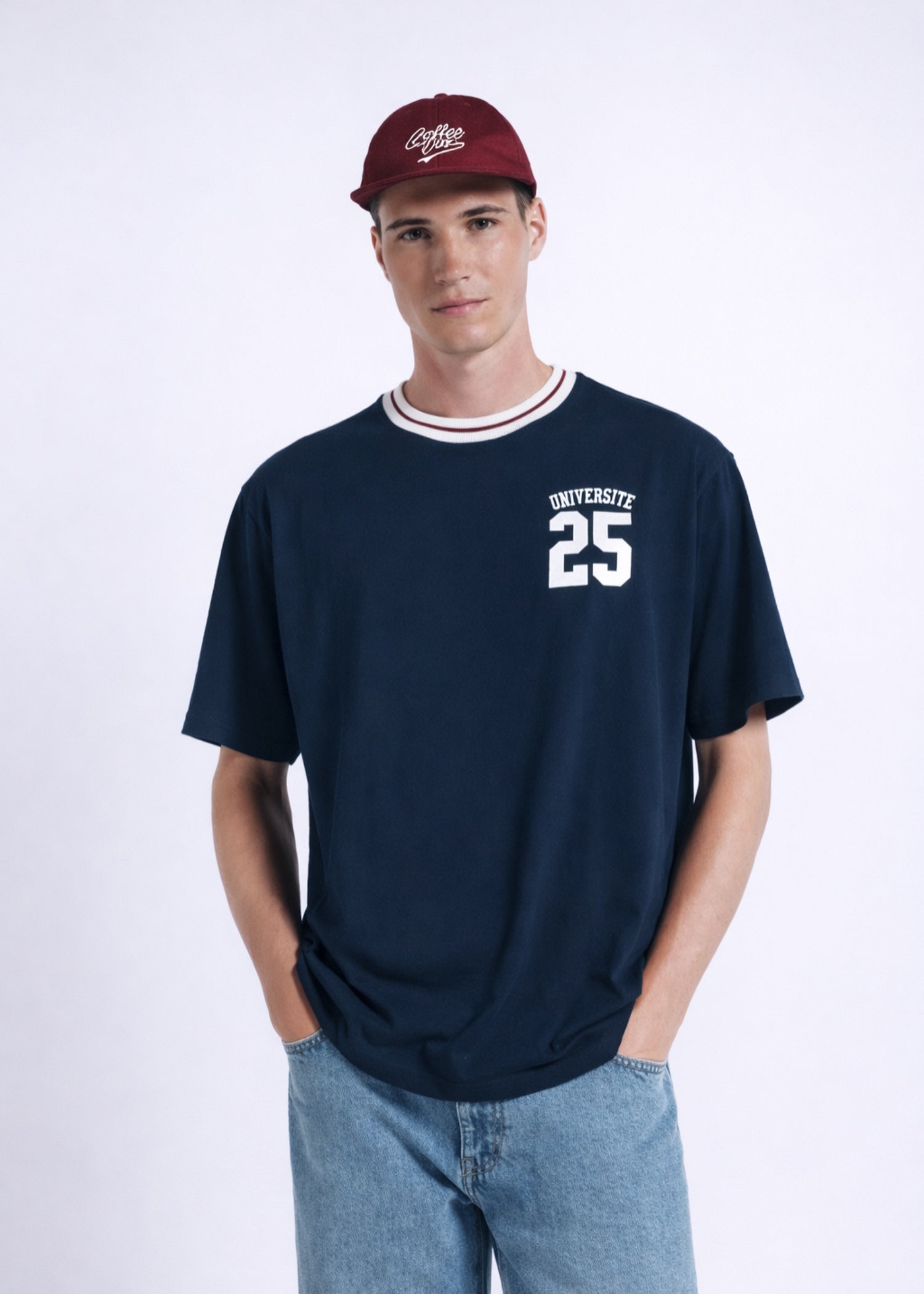 cotton jersey T Shirt in Navy blue