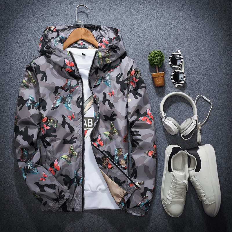 Hooded Men'S Jacket Casual Long Sleeve Student Top Slim Teen Windbreaker