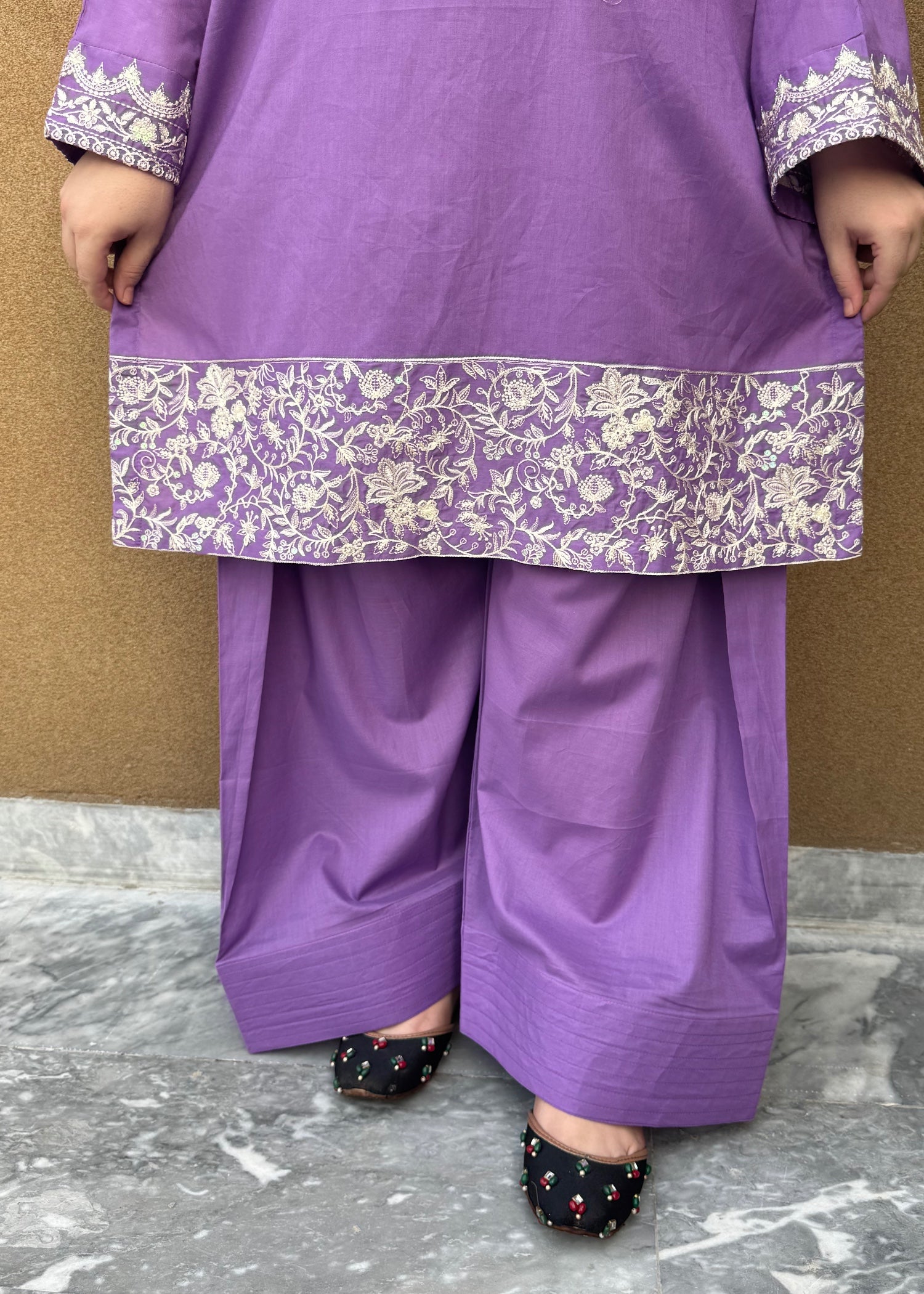 lawn Kurta Set in Royal lilac