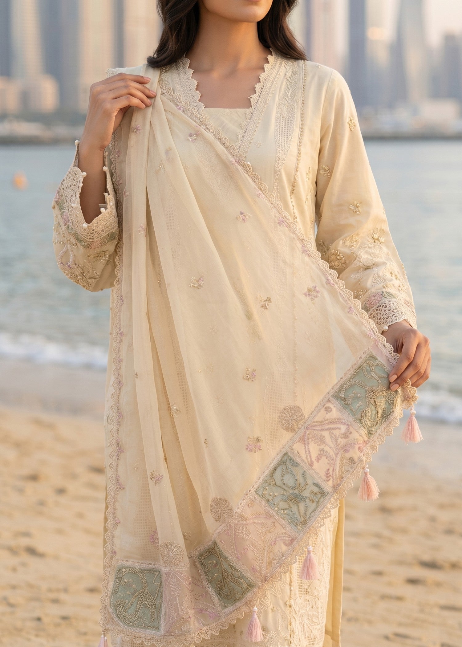 cotton Kurta Set in Light yellow
