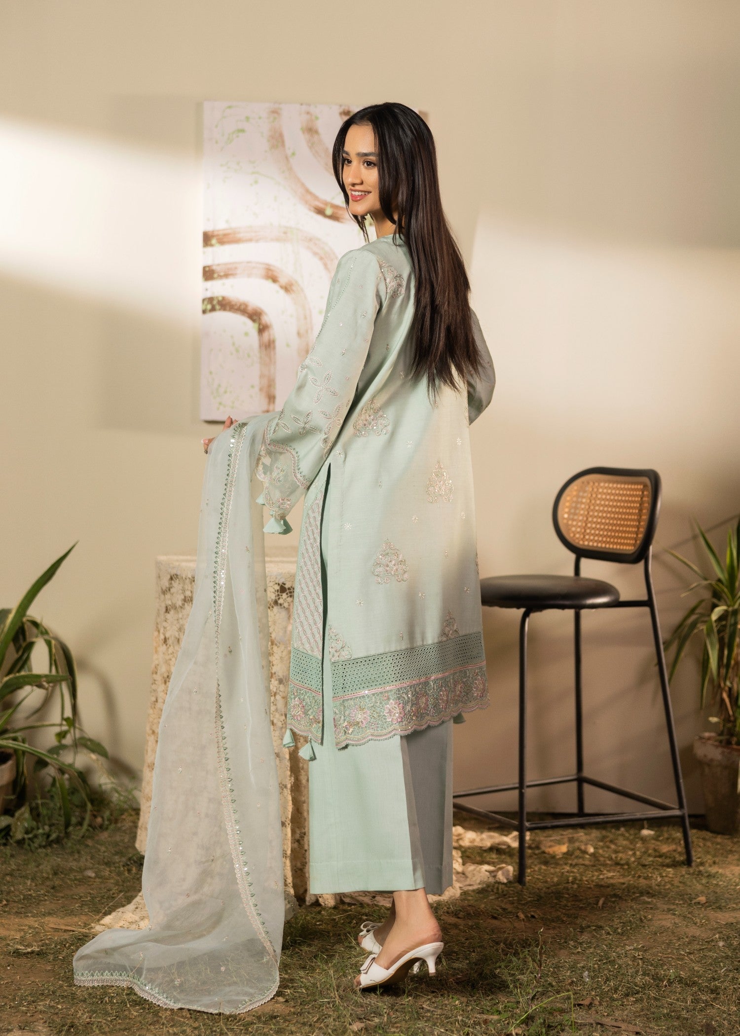 viscose Kurta Set in Tea green