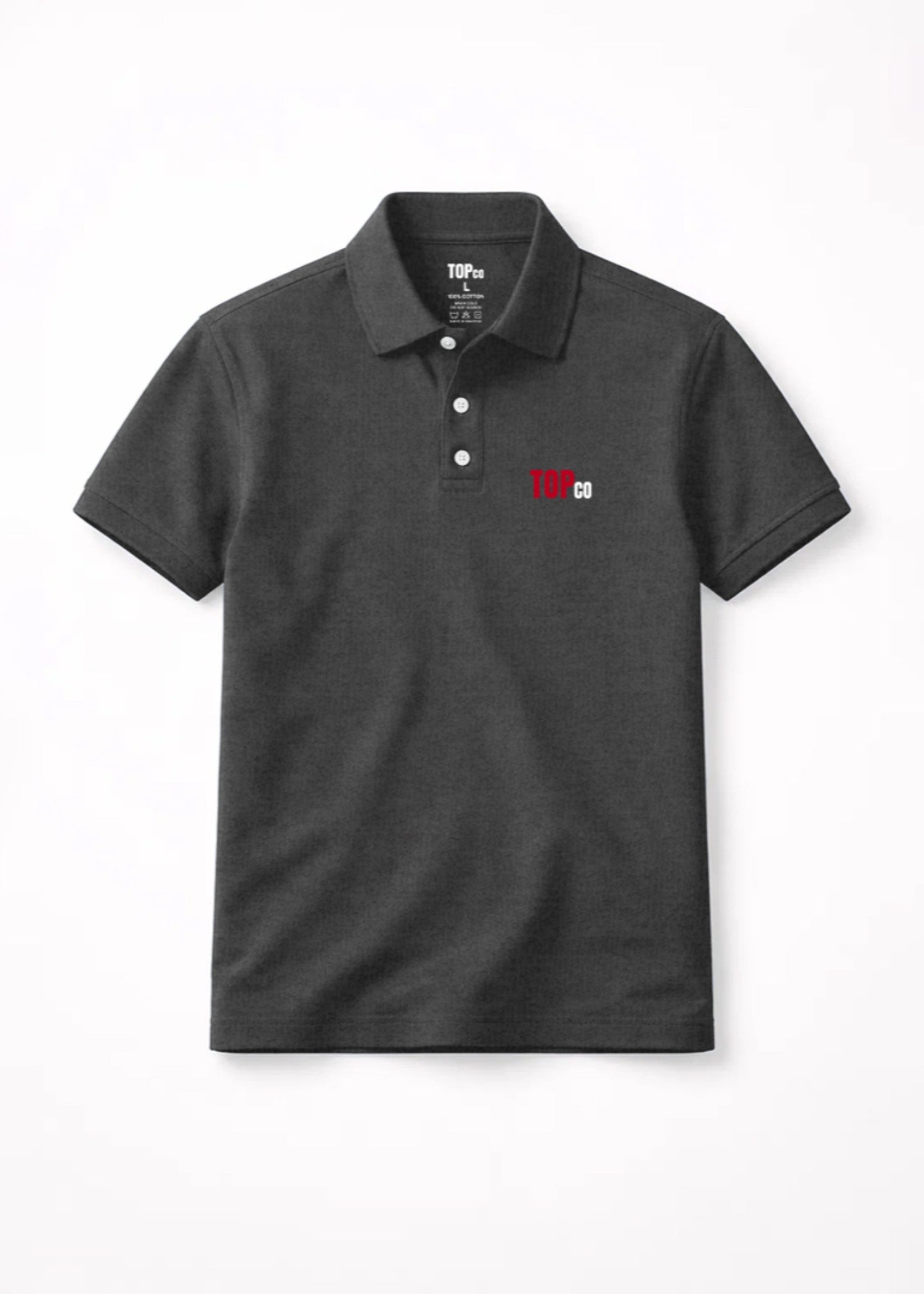 cotton Polo Shirt in Charcoal