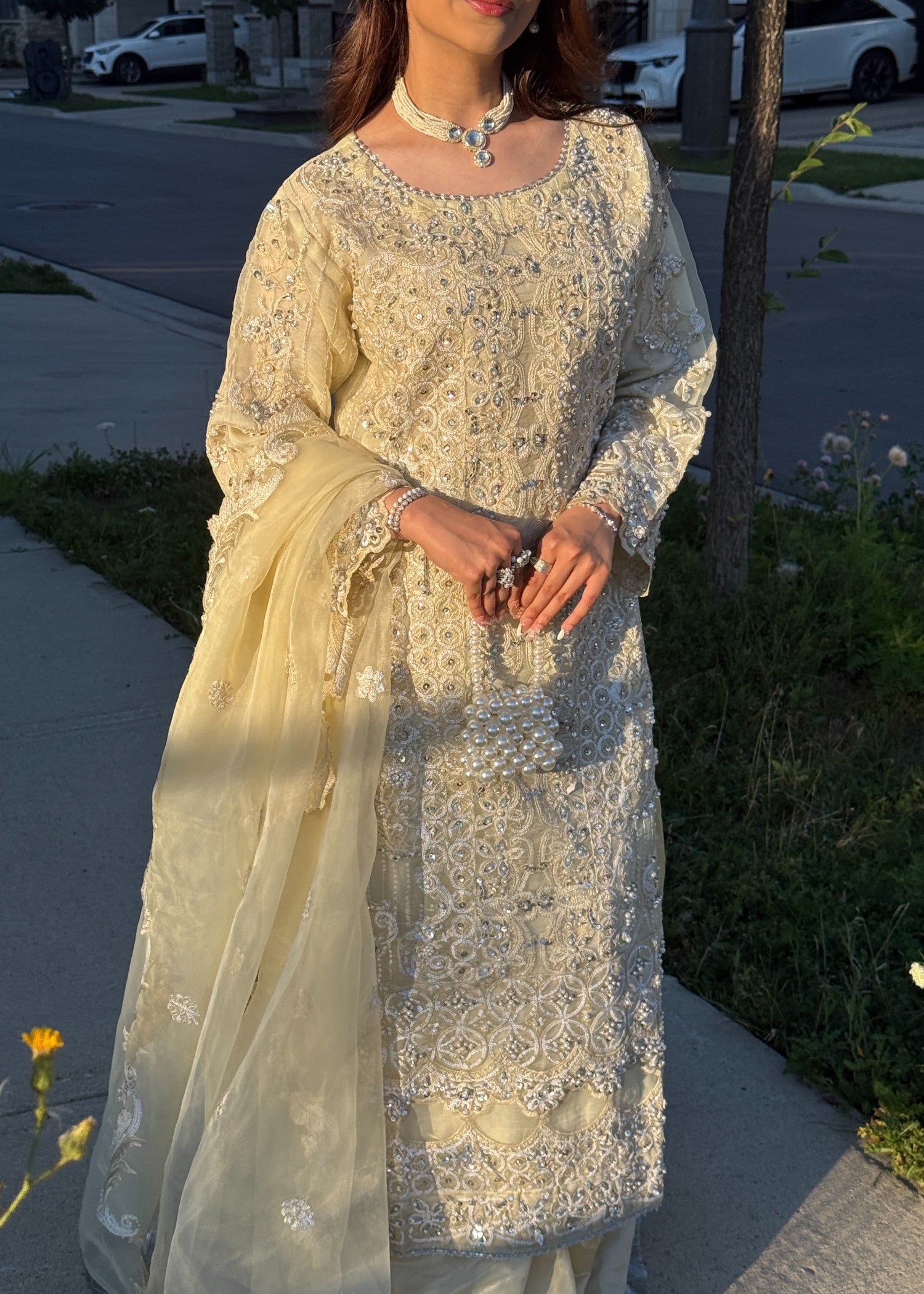 organza Sharara in Buttercream