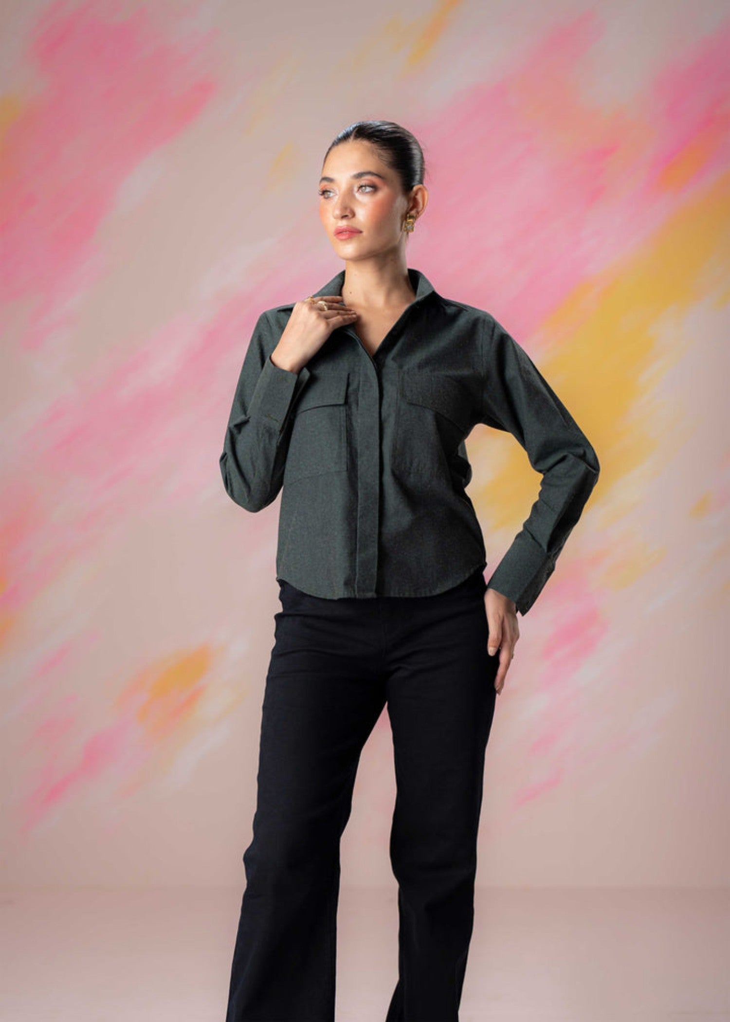 polycotton Top in Dark green