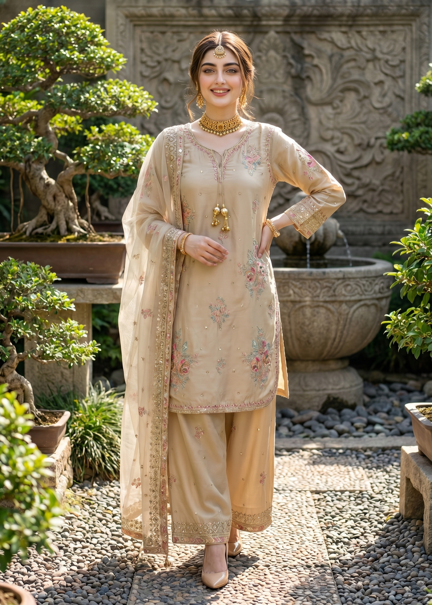 kattan silk Kurta Set in Gold