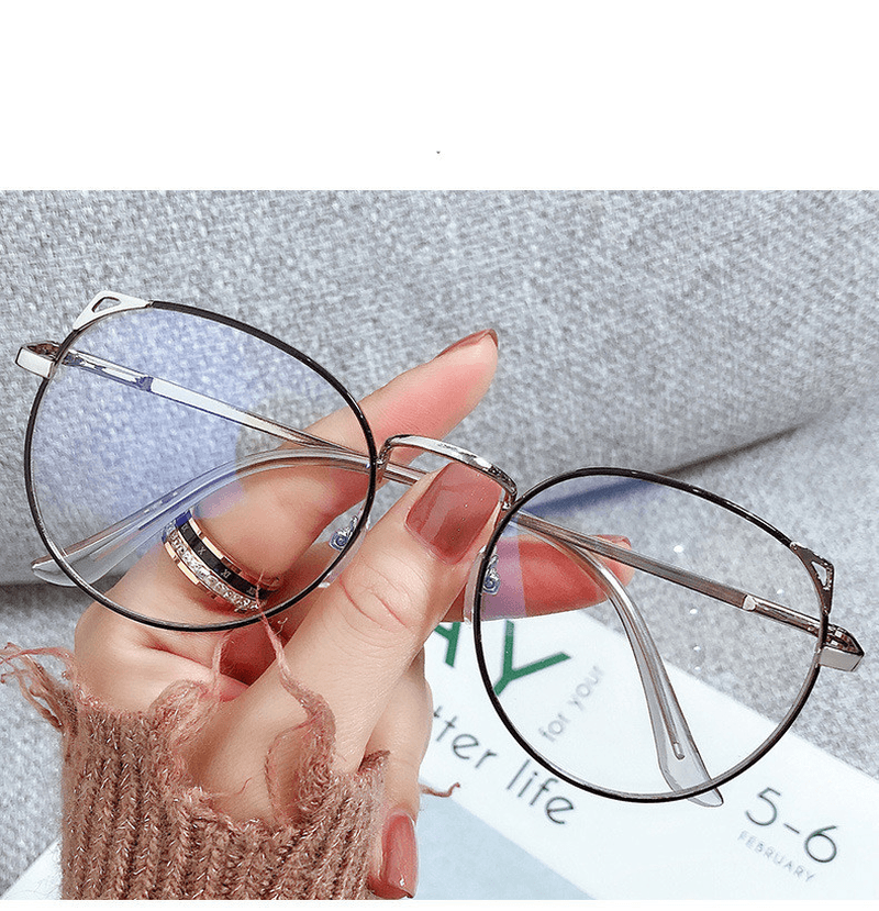 Stylish Women's Anti-Blue Light White Flat Mirror Glasses for Eye Protection