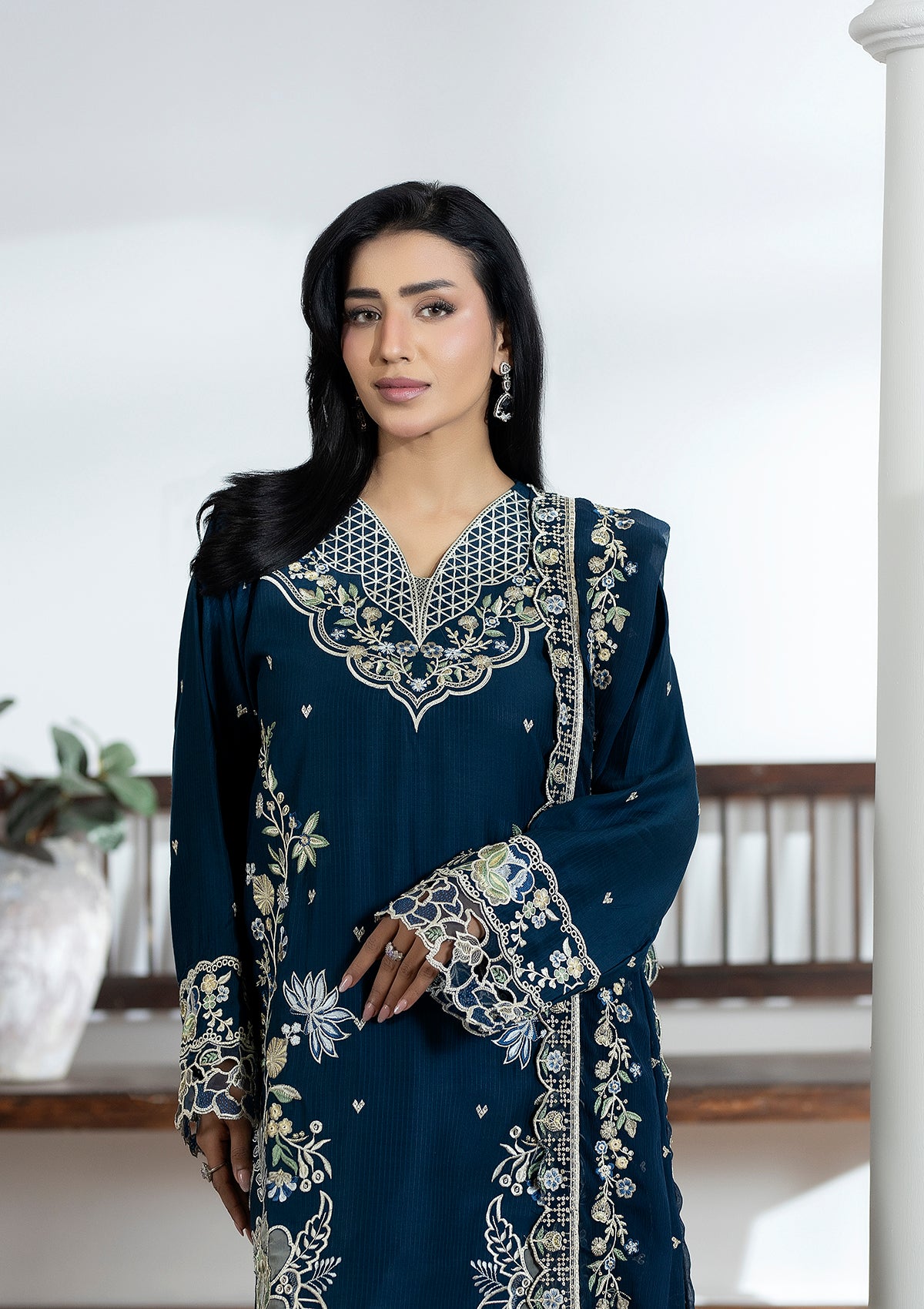 viscose Kurta Set in Navy blue