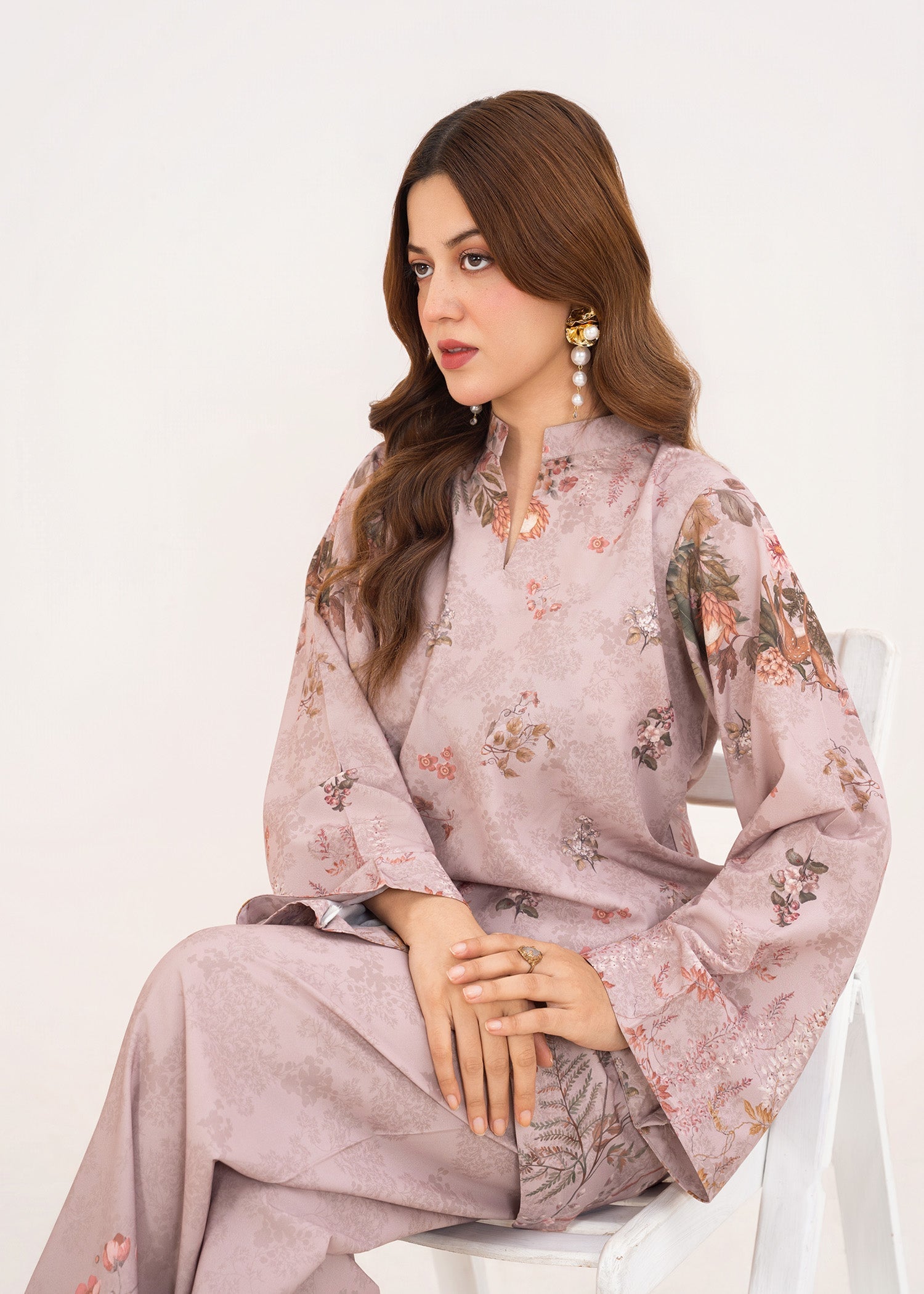 poly lawn Co Ord Sets in Orchid pink
