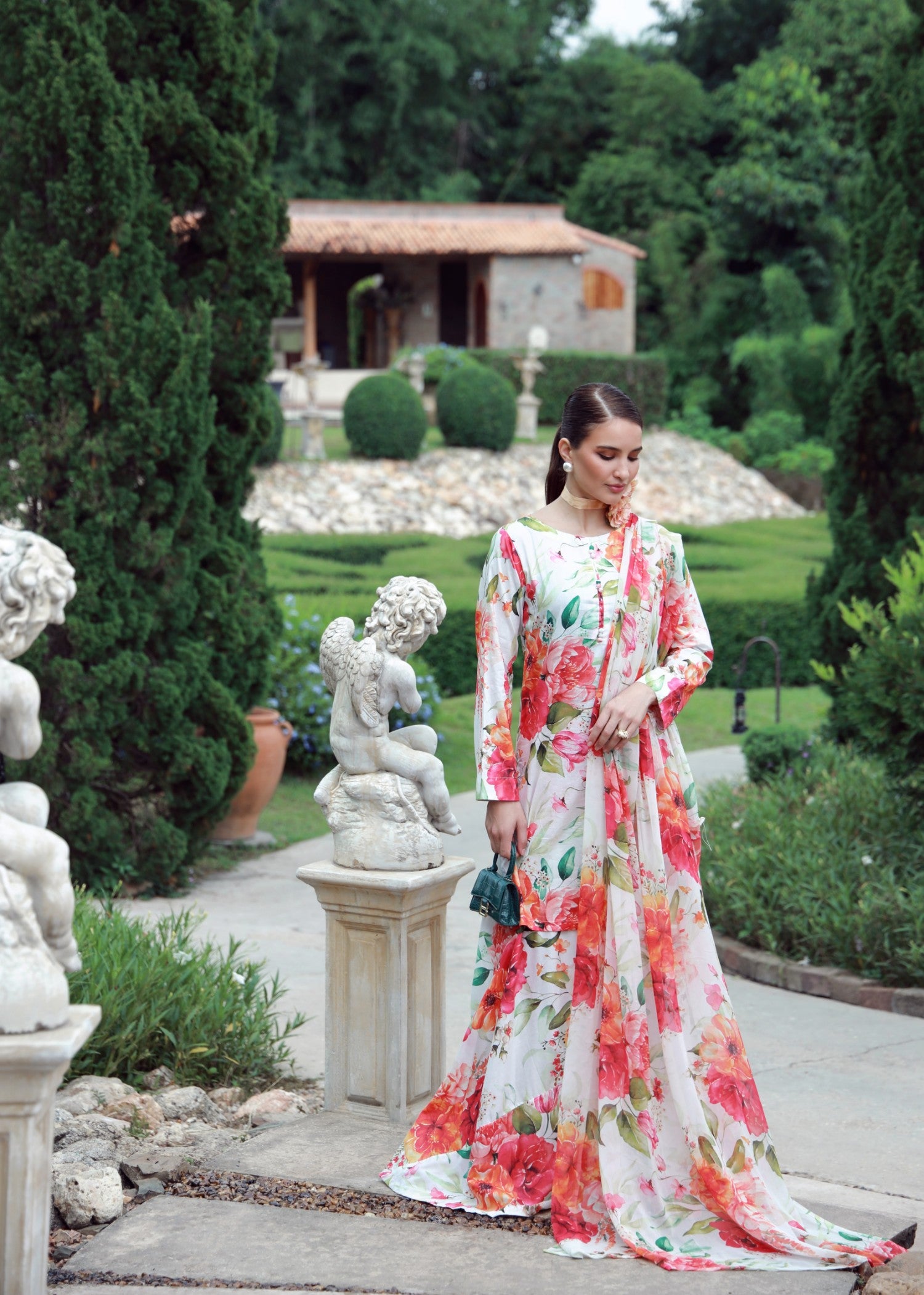 lawn Sharara in White