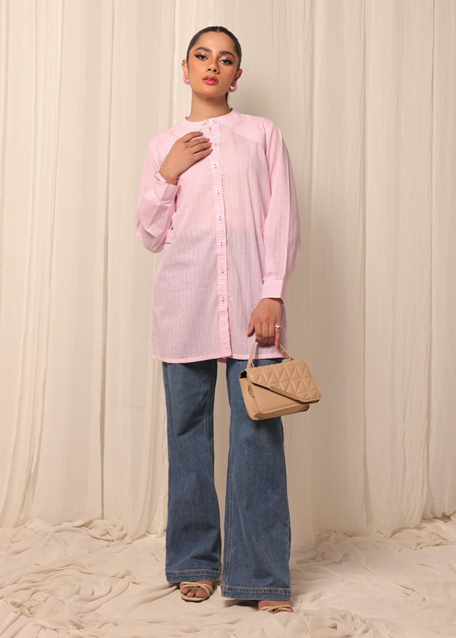 yarn dyed Kurti in Pink