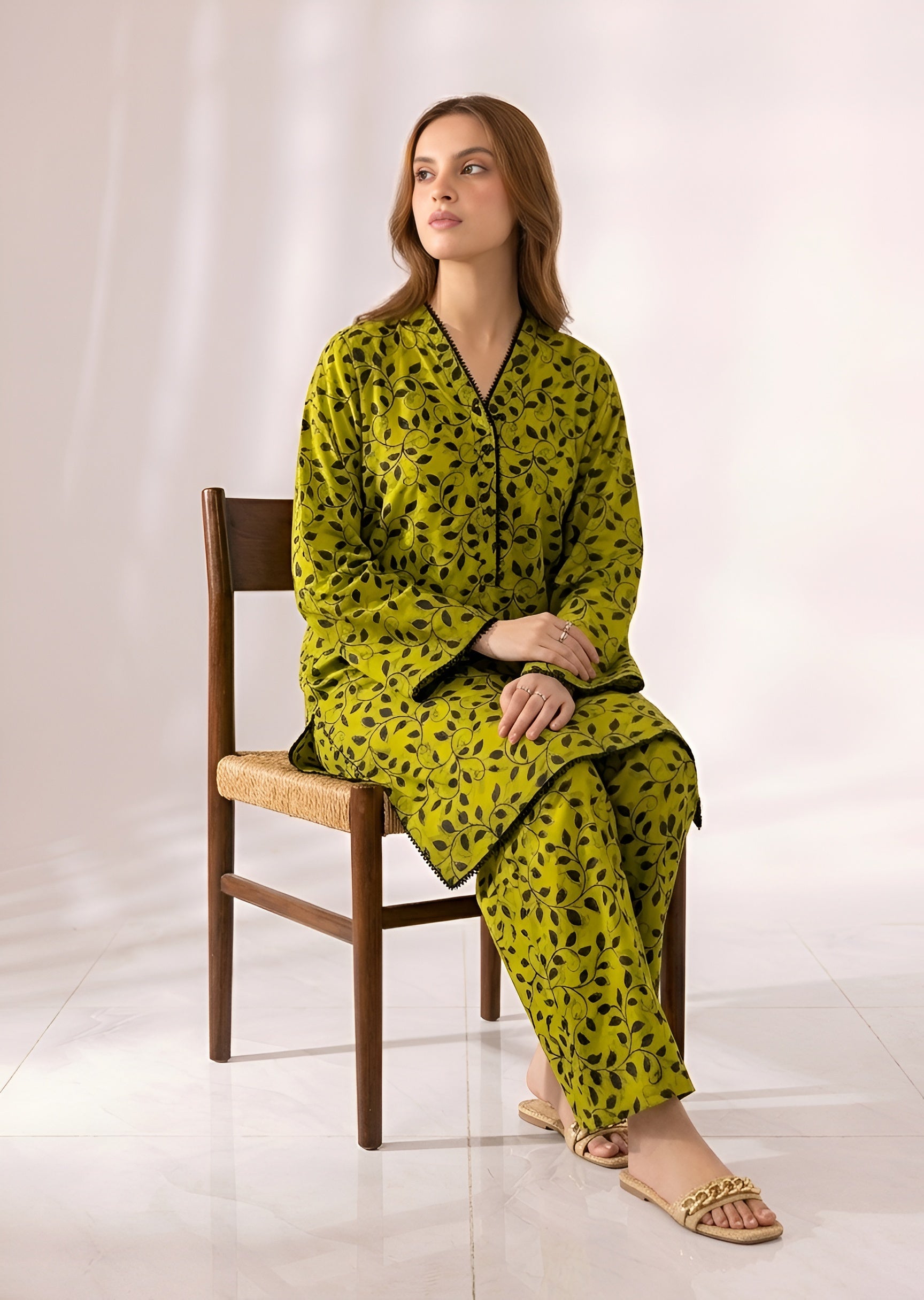 cambric Co Ord Sets in Lime green
