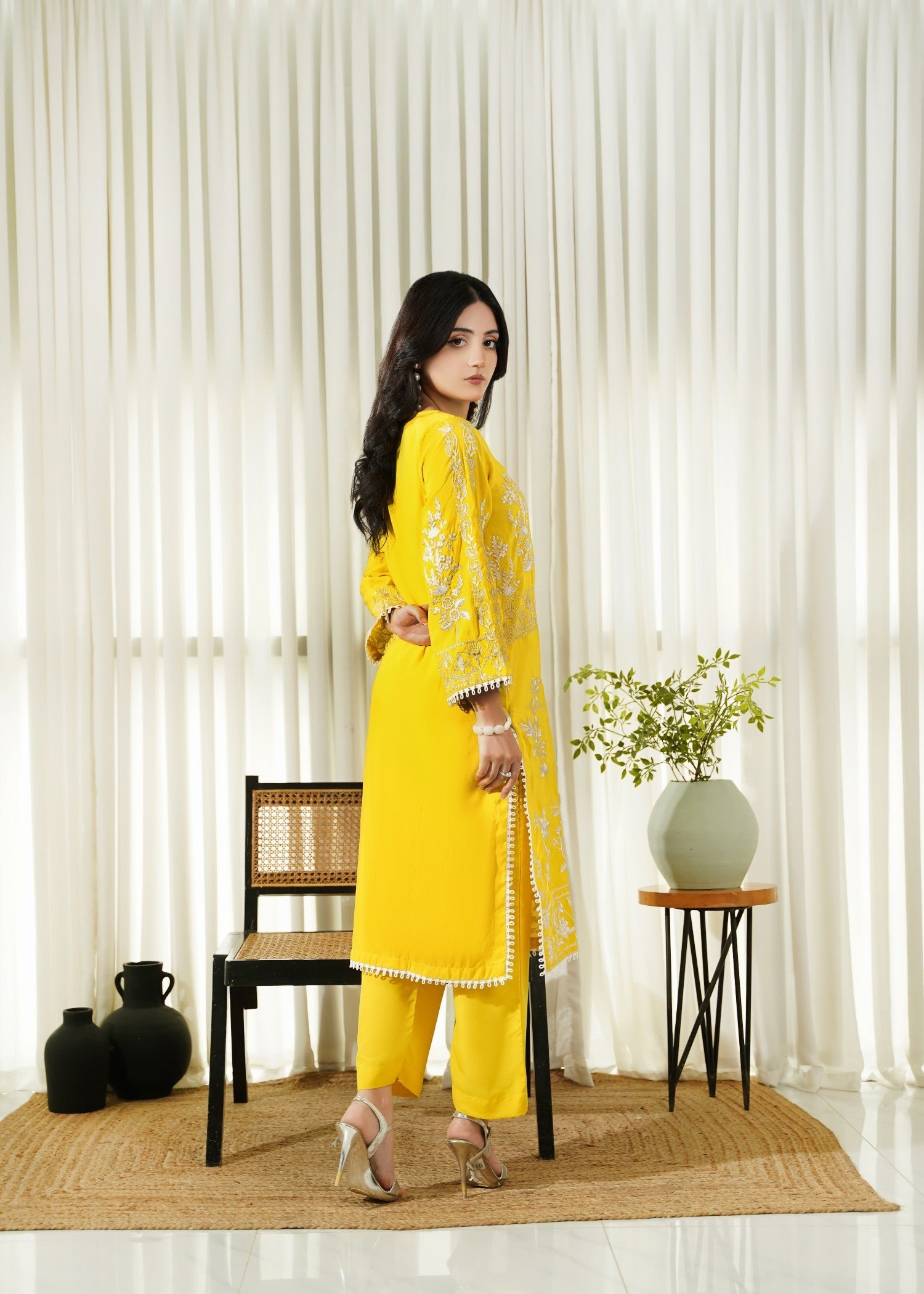 cotton Kurta Set in Yellow