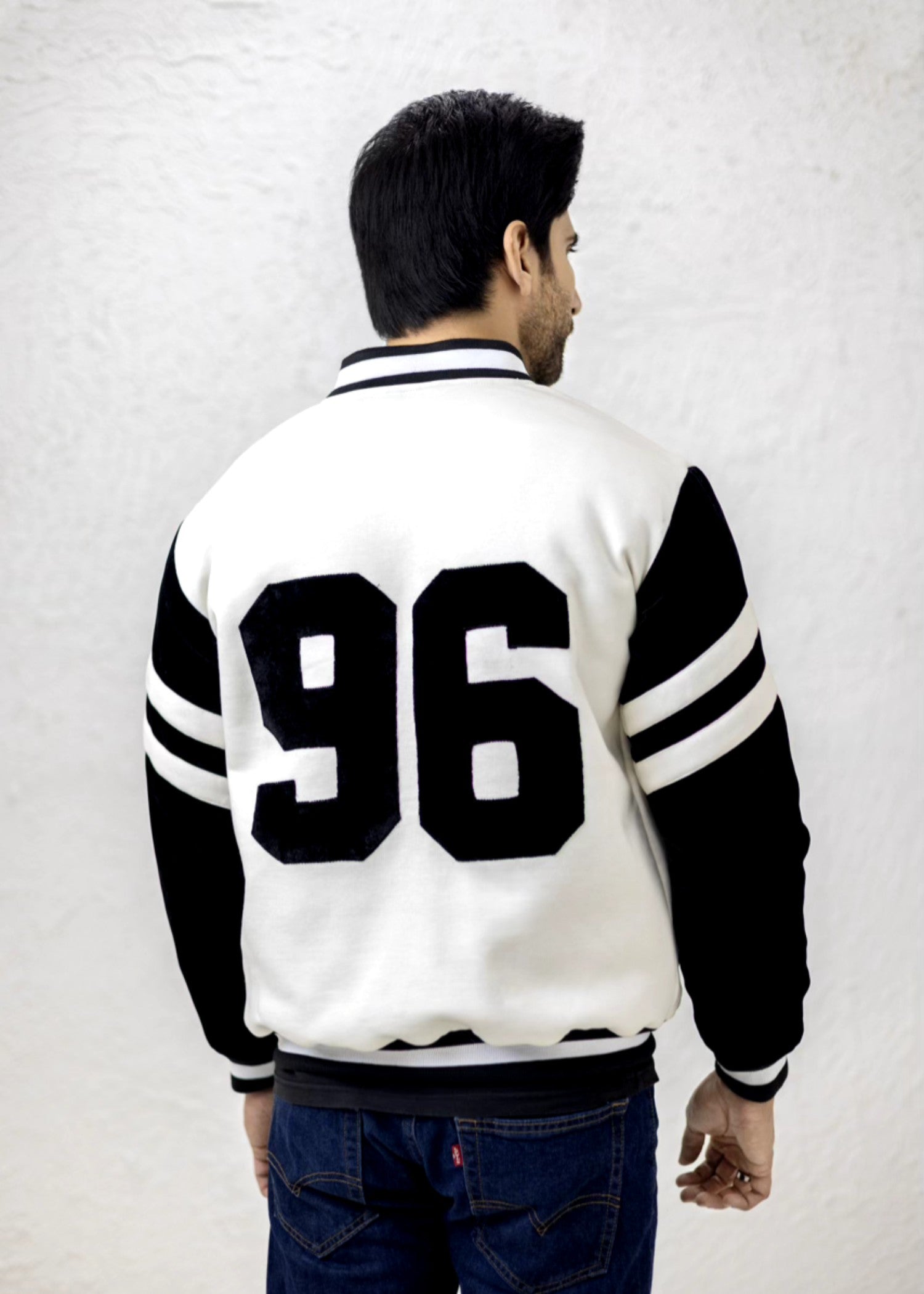 fleece Jacket in Black, off-white by Decuir