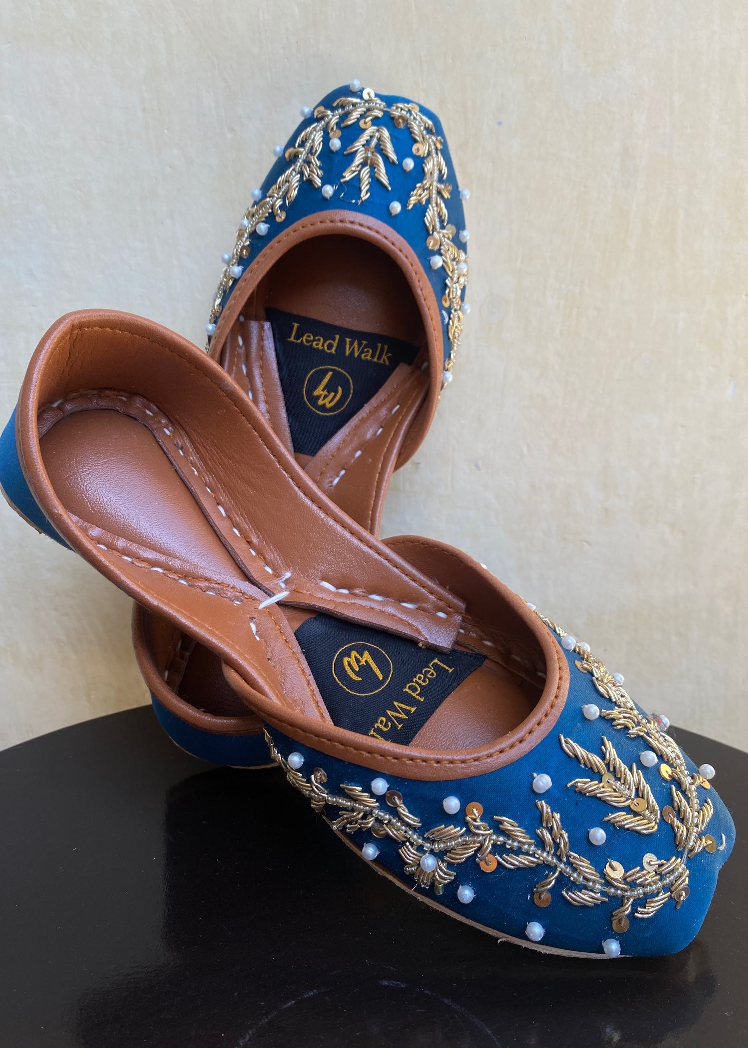 Khussa in Ocean blue by - High Quality Women Khussa PHU2231