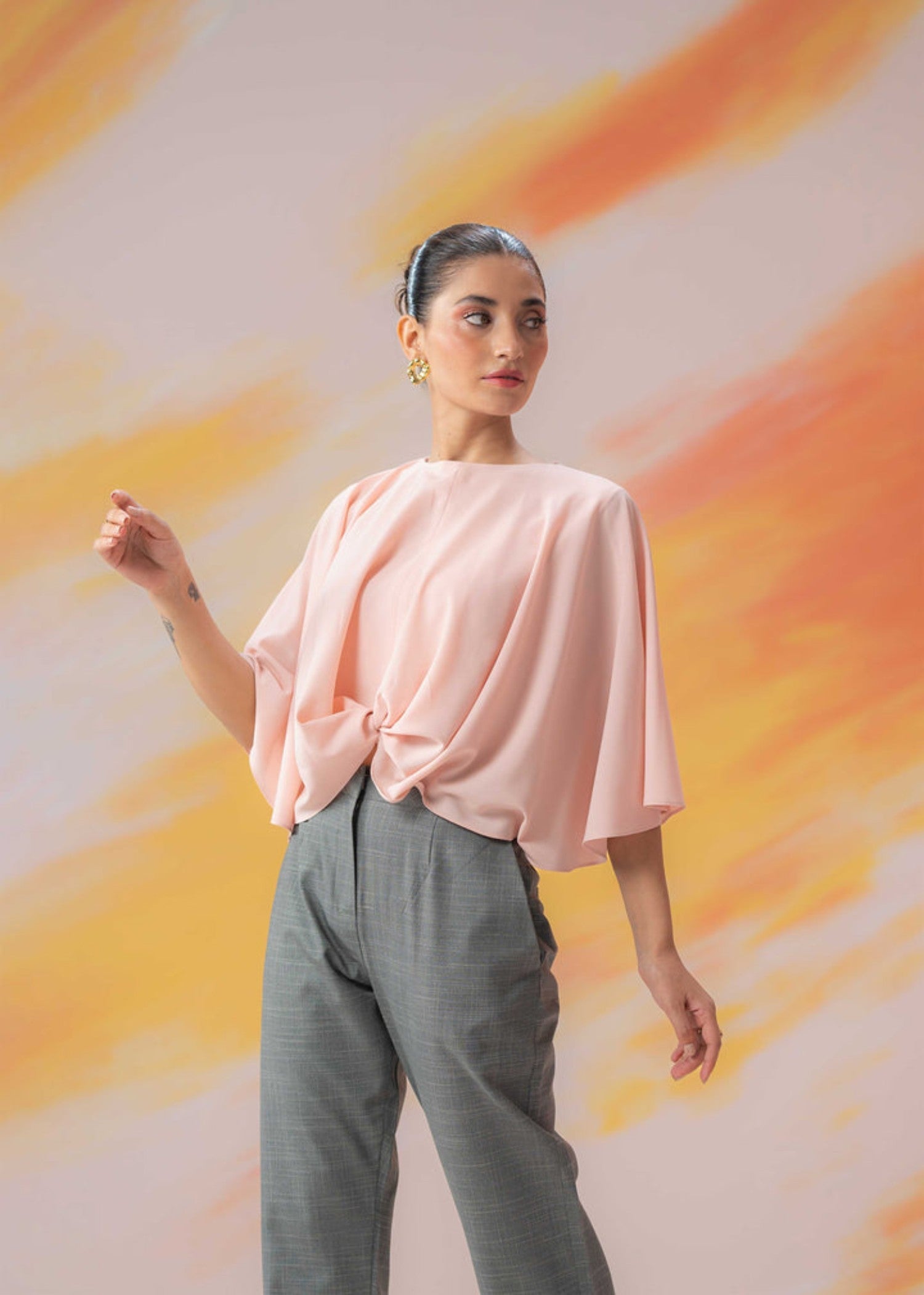 crepe Top in Salmon pink