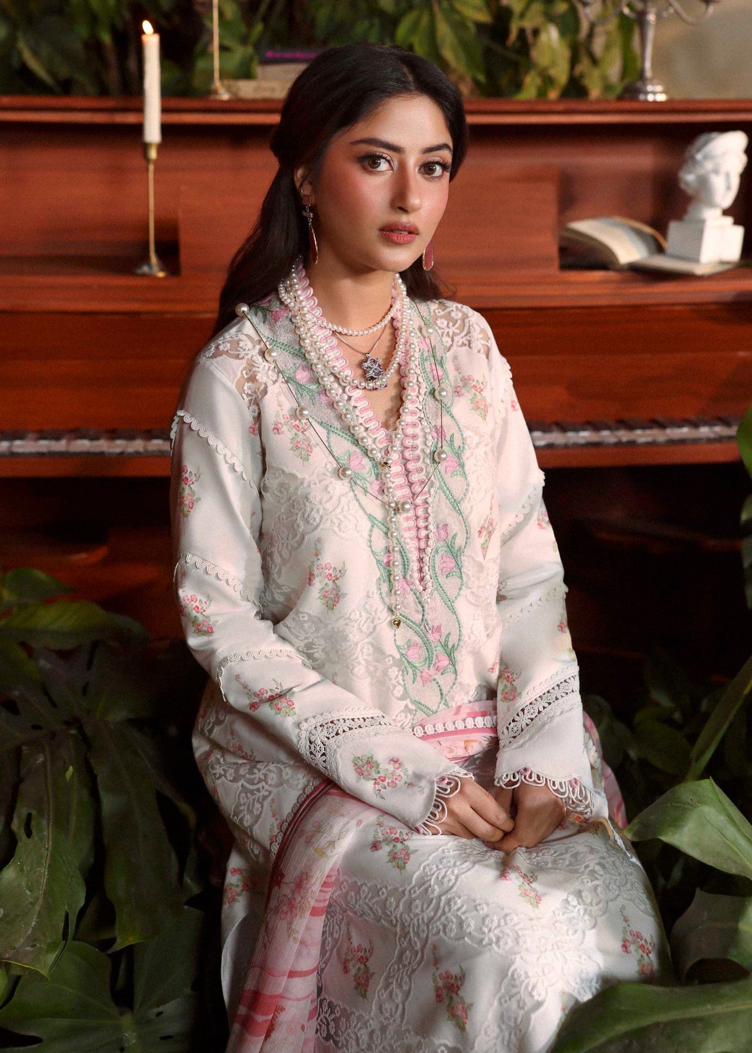 swiss voil Kurta Set in White