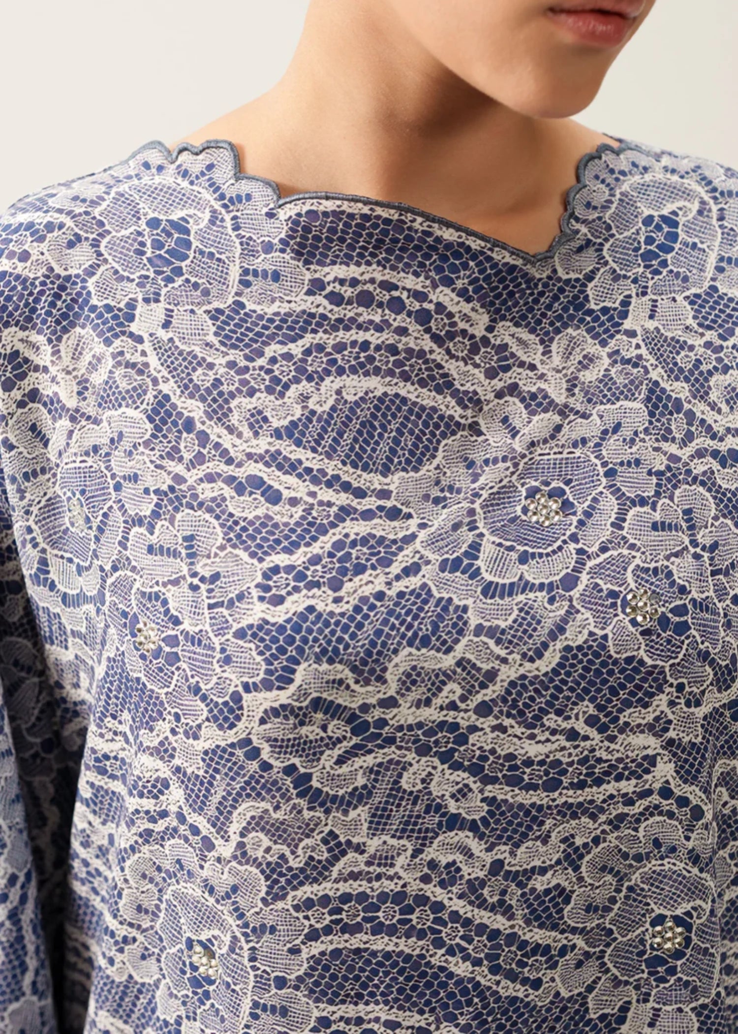 crepe Kaftan in Denim