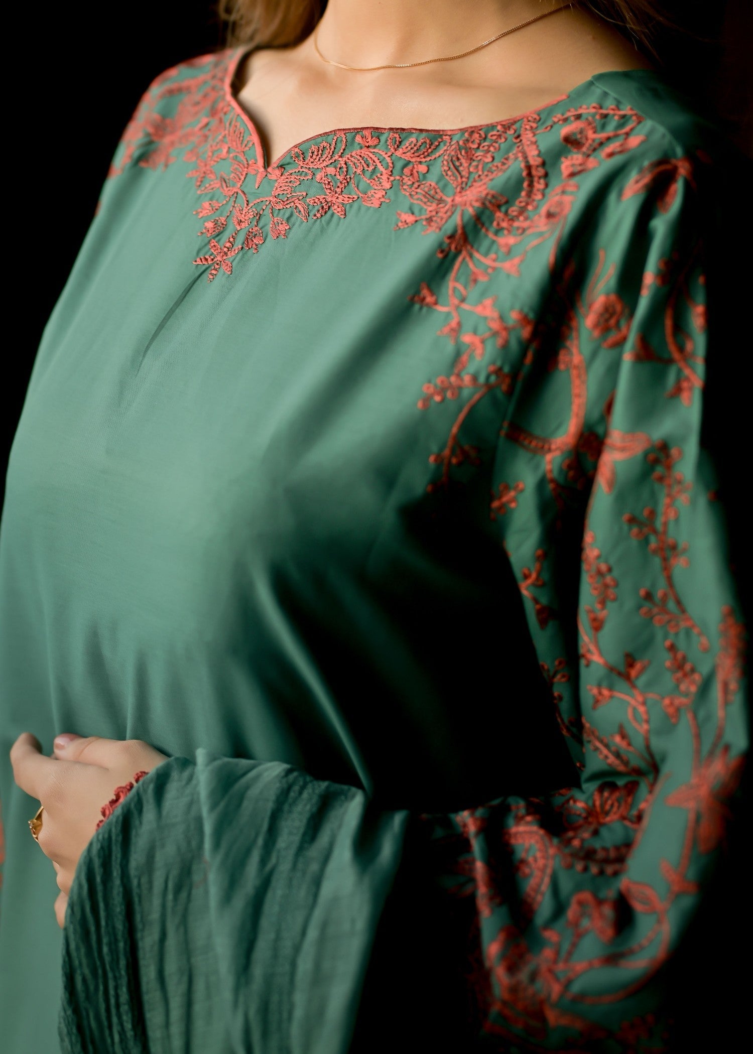 lawn cotton Kurta Set in Sea green