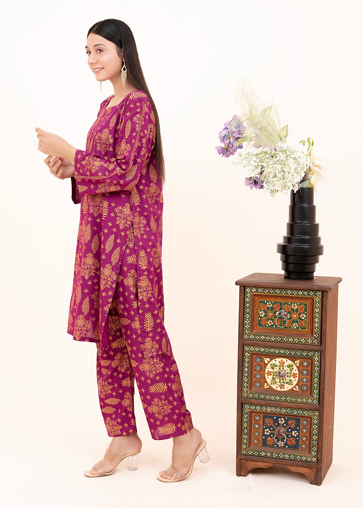 arabic lawn Co Ord Sets in Purple