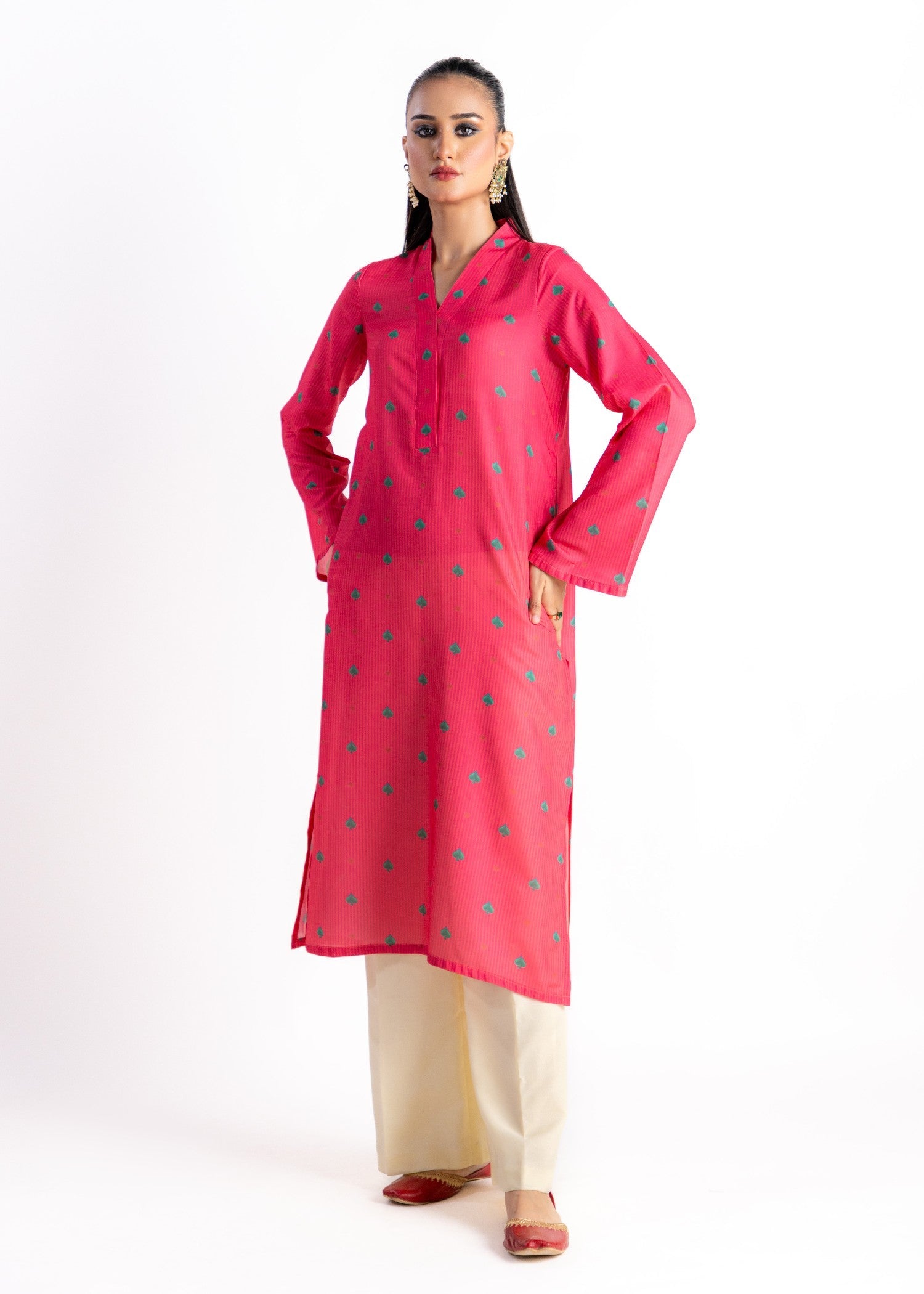 swiss lawn Kurti in Hot pink
