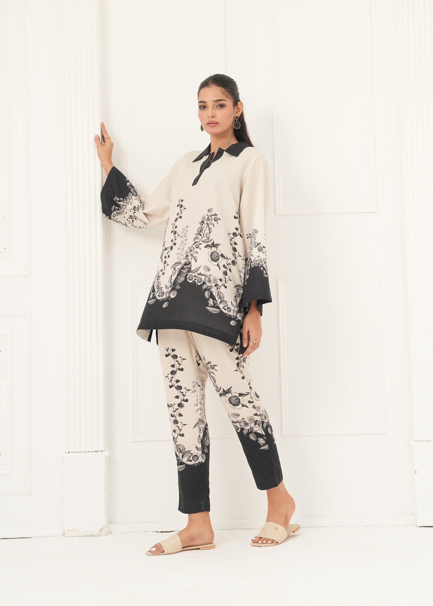 arabic lawn Co Ord Sets in Ivory
