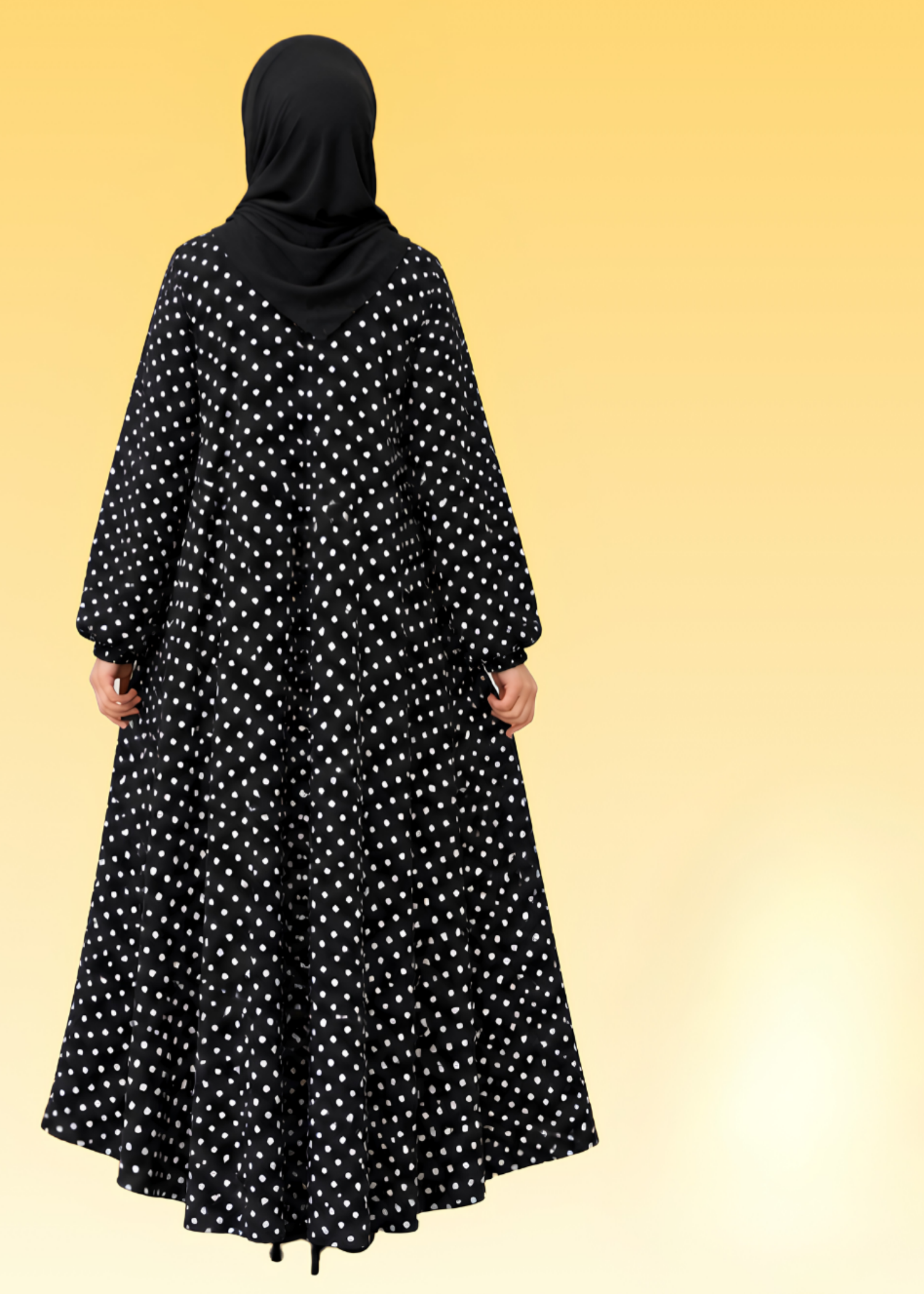 crepe georgette Abaya in Black, beige