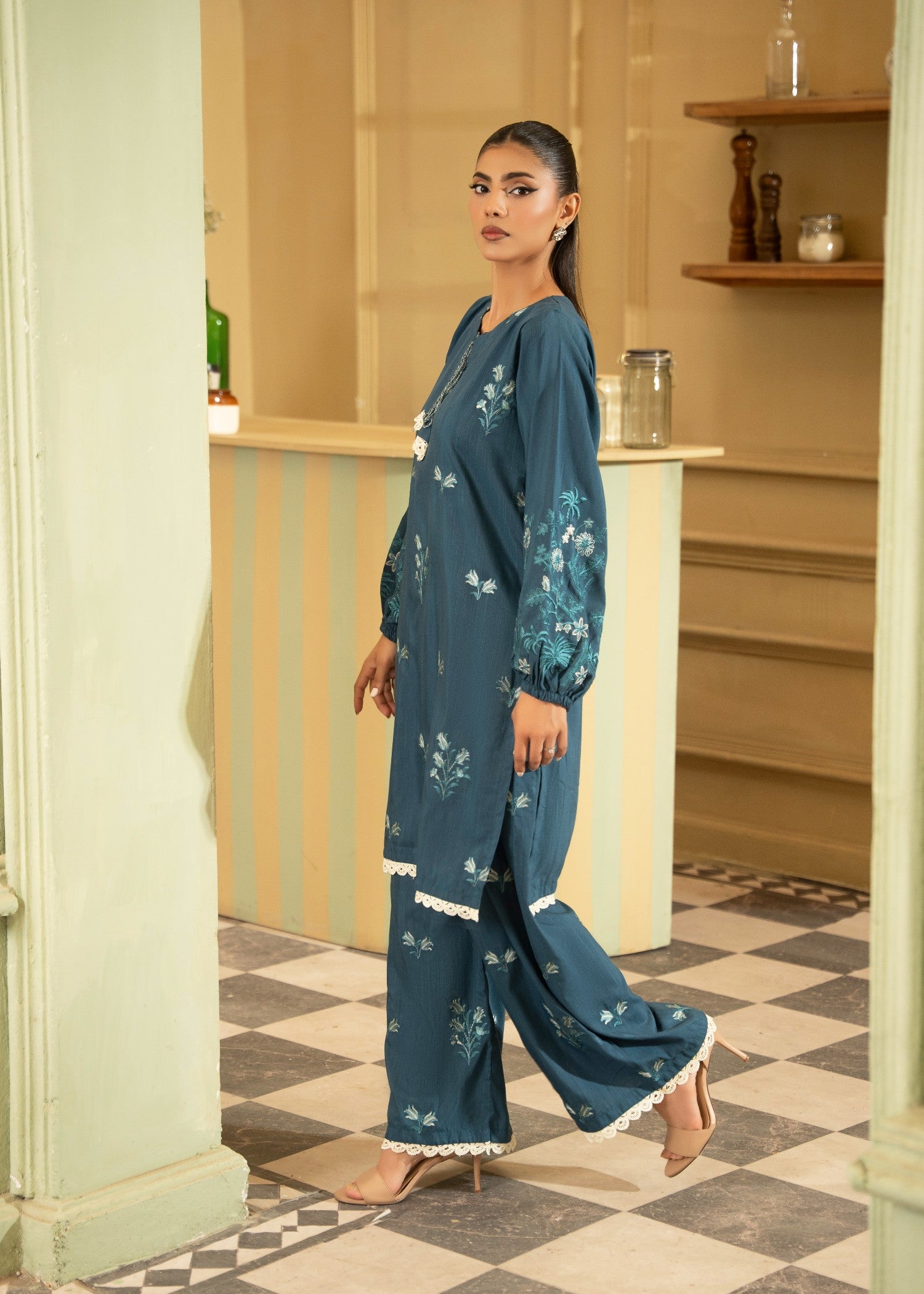 khaddar Co Ord Sets in Teal