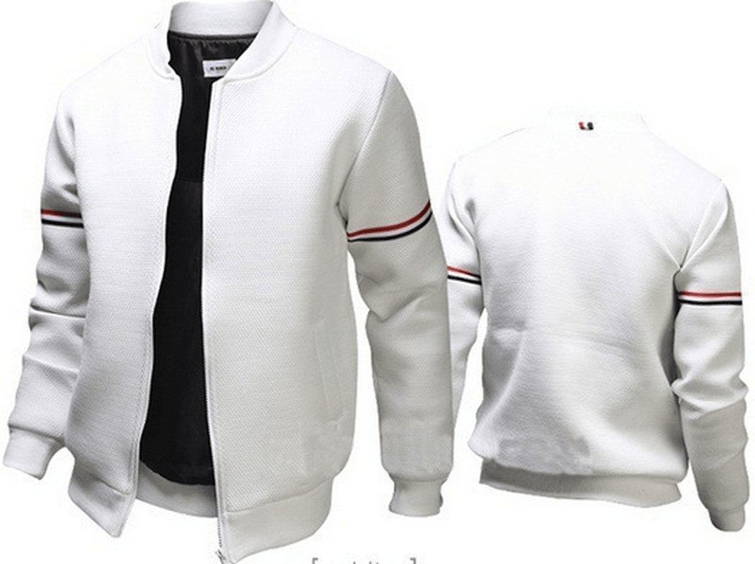Men'S Casual Jacket Webbing Decorated Stand-Collar Sweater