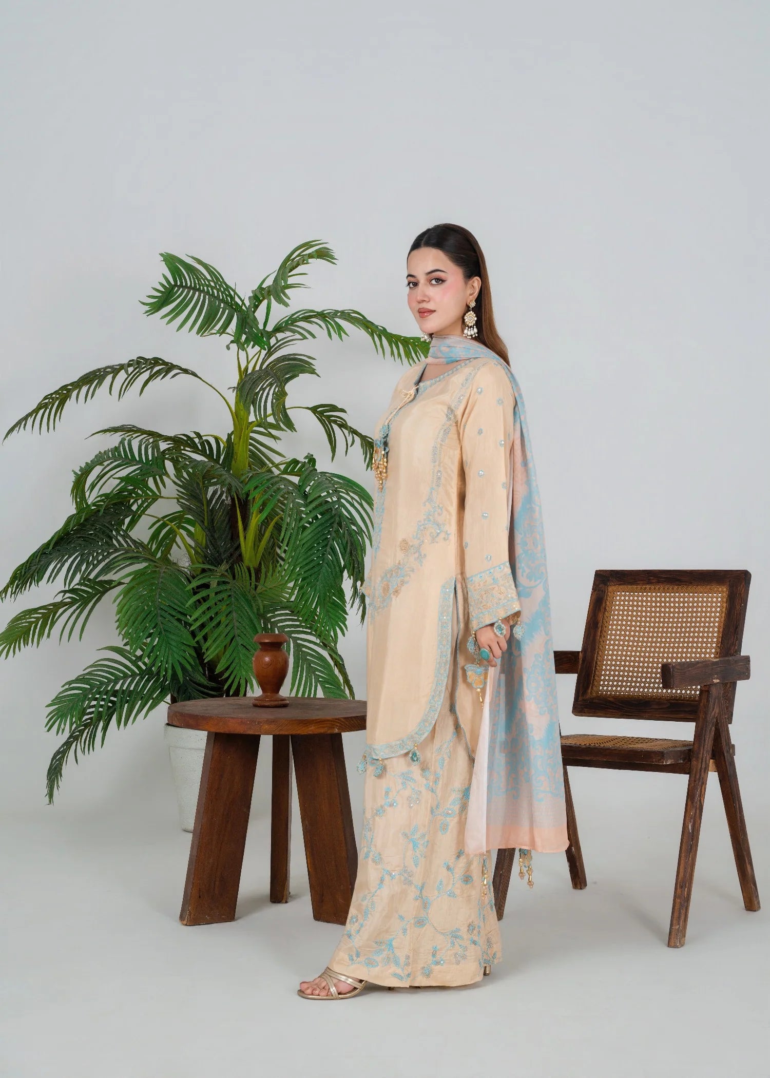 silk Kurta Set in Cream