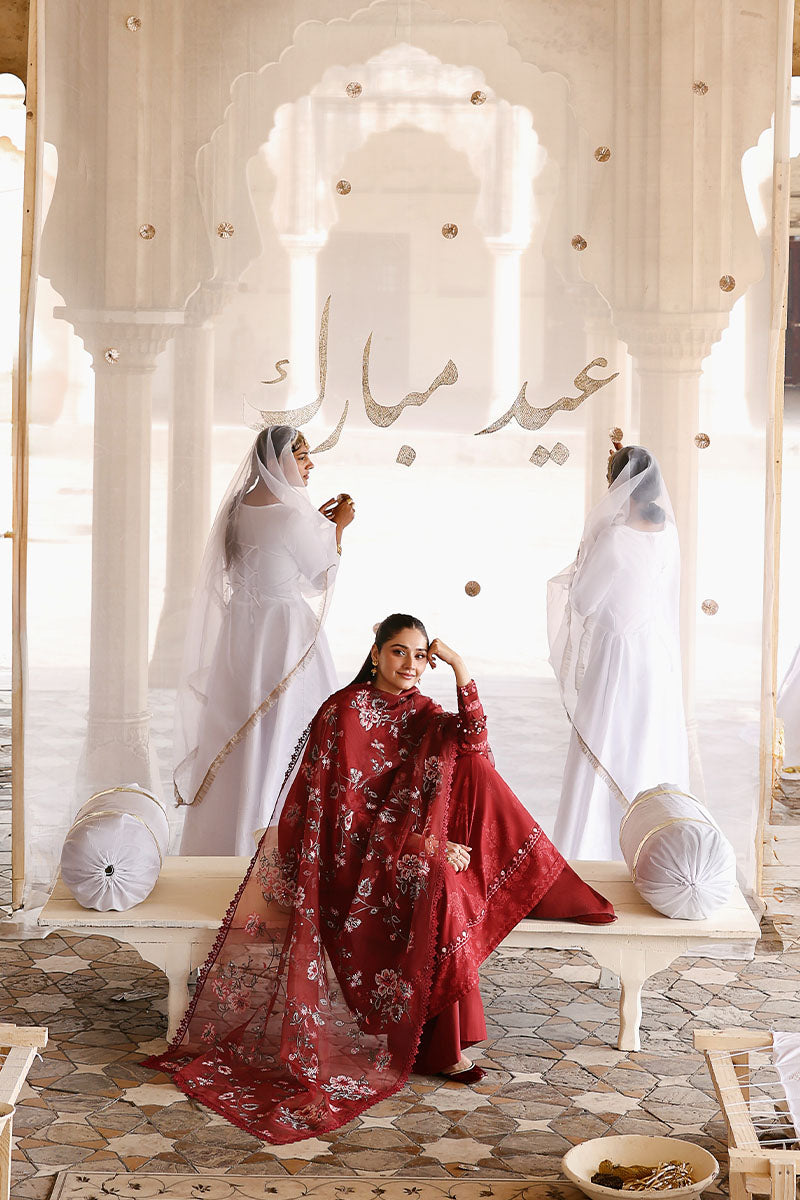 Festive – Rouge Flare - Embroidered Lawn