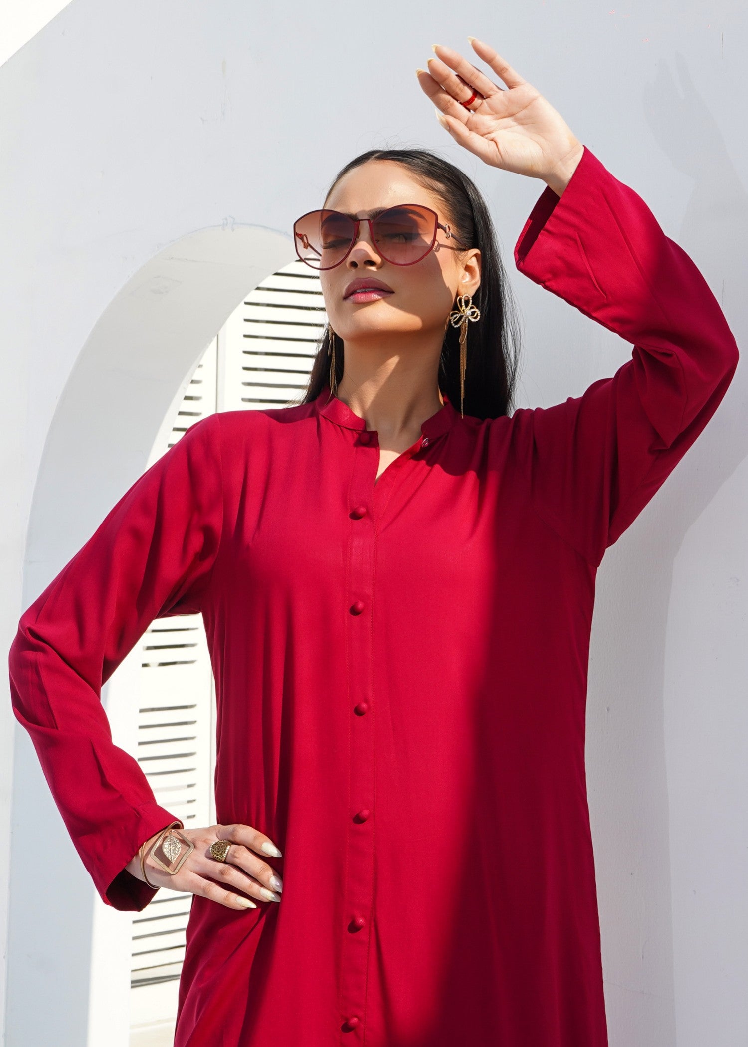 silk georgette Co Ord Sets in Maroon