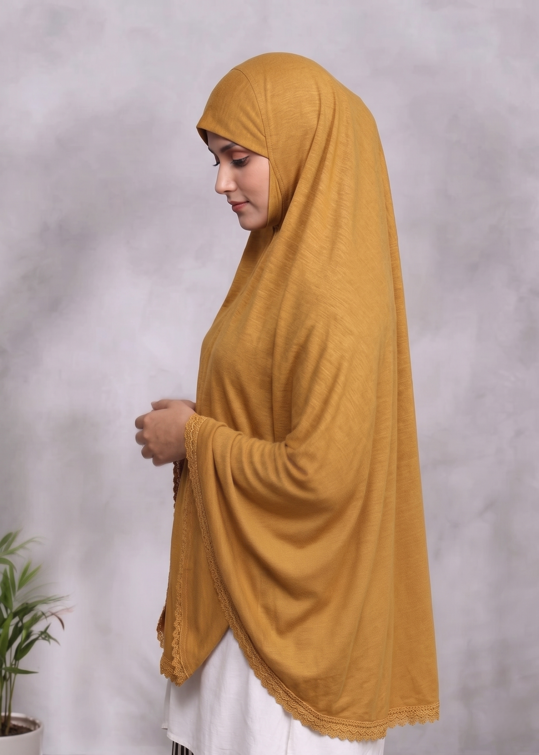 single jersey knit Chaddar in Sand brown