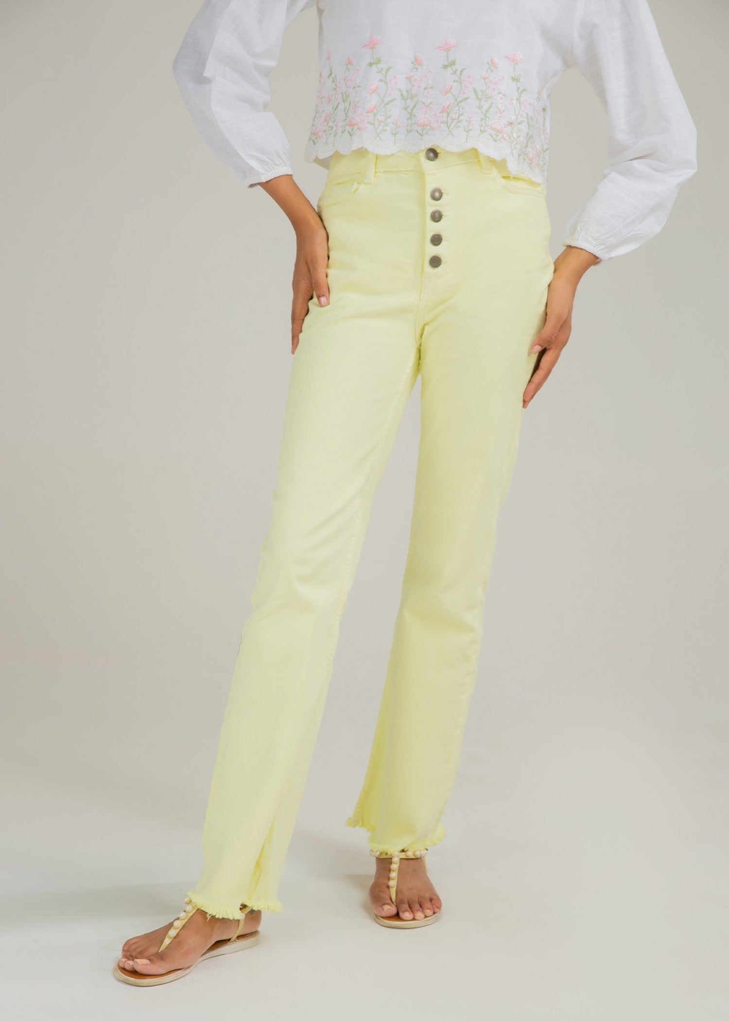 cotton Jeans in Yellow