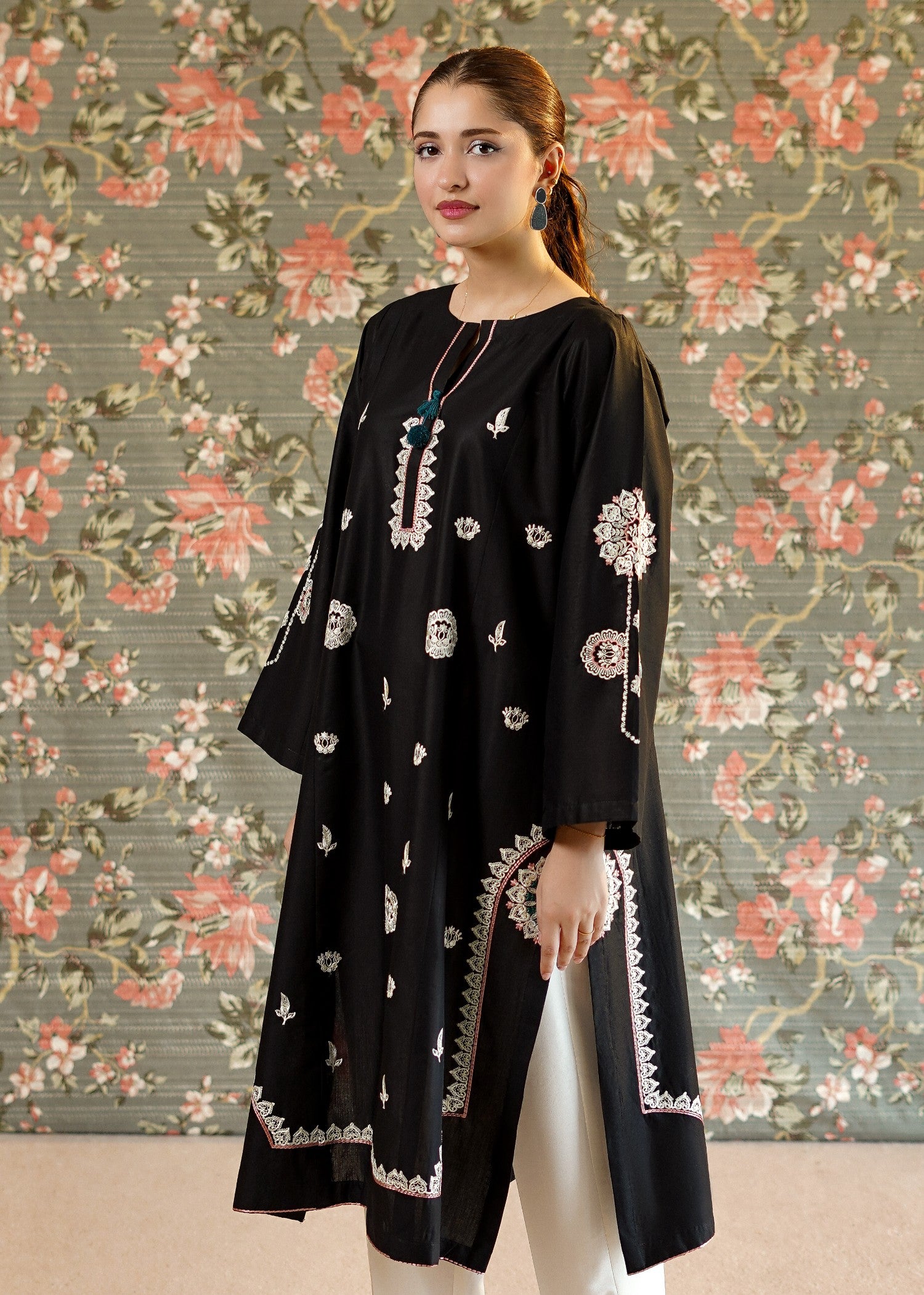 lawn Kurti in Black