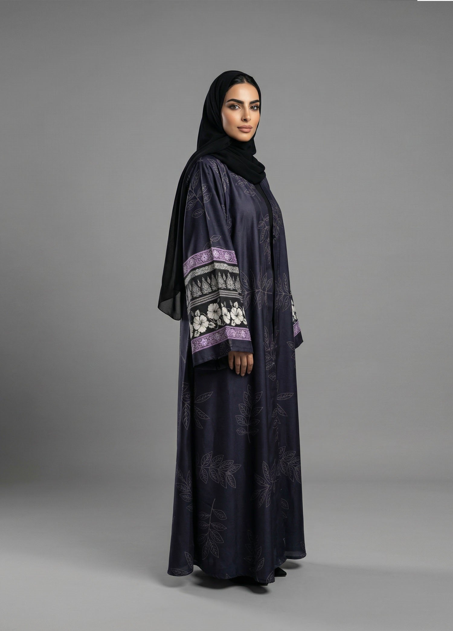 silk Abaya in Dark grey