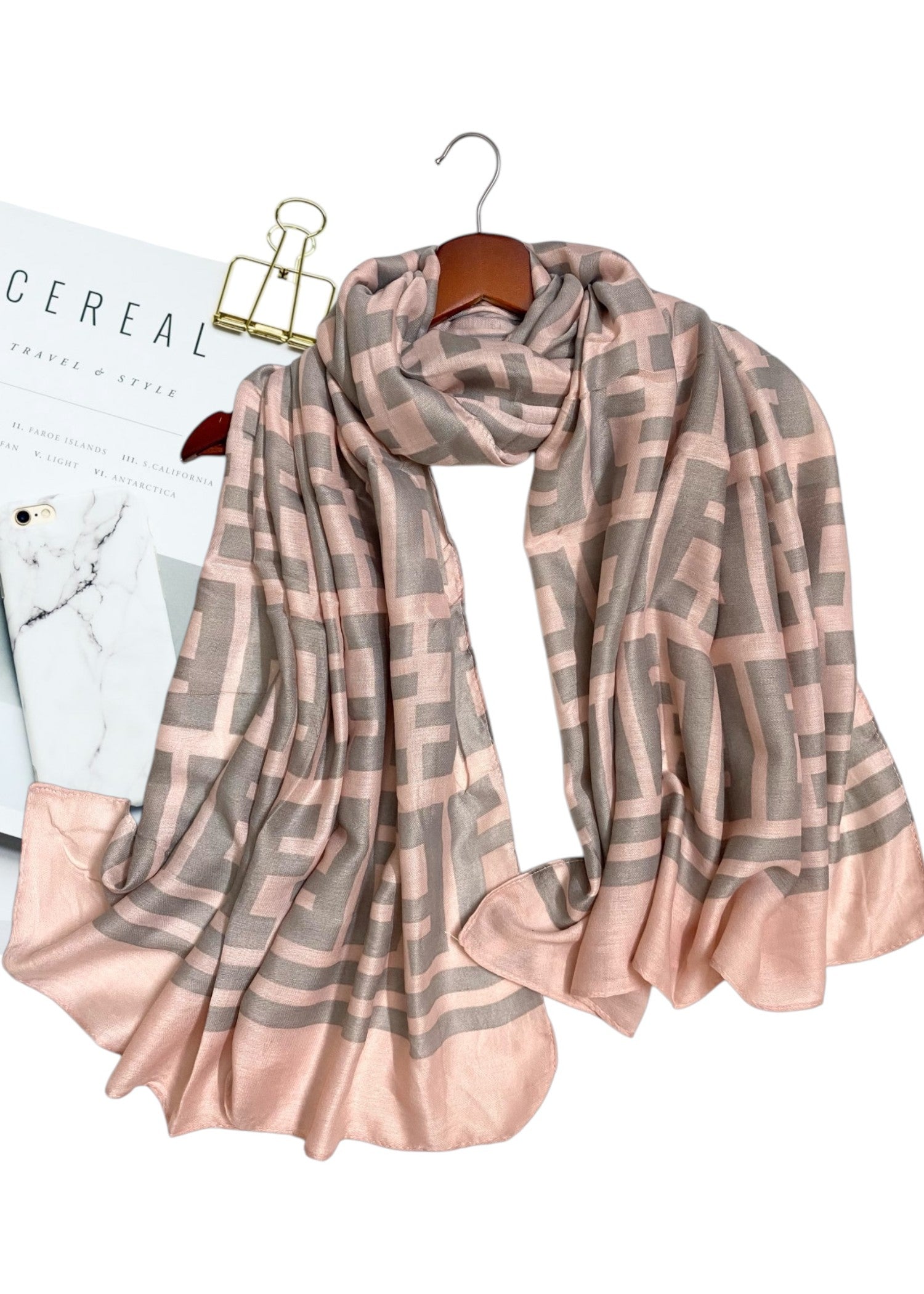 cotton viscose Hijab in Coral pink