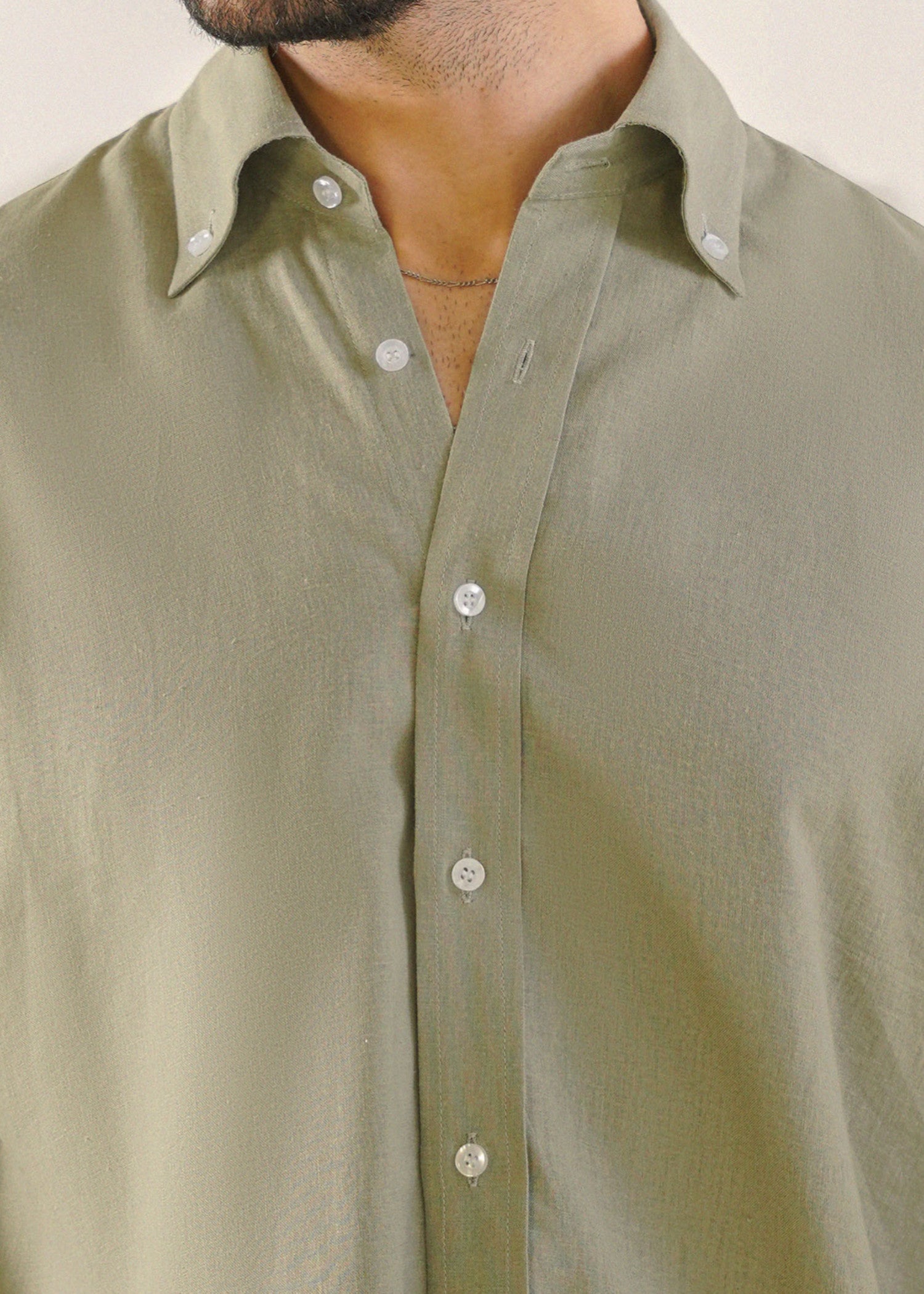 linen Casual Shirt in Eucalyptus green