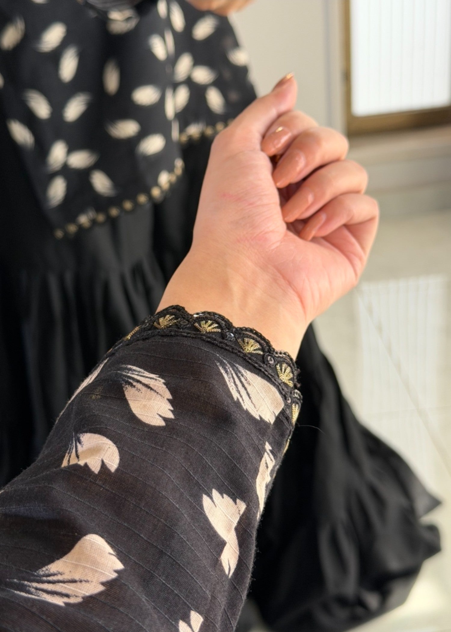 lawn Gharara in Jet black