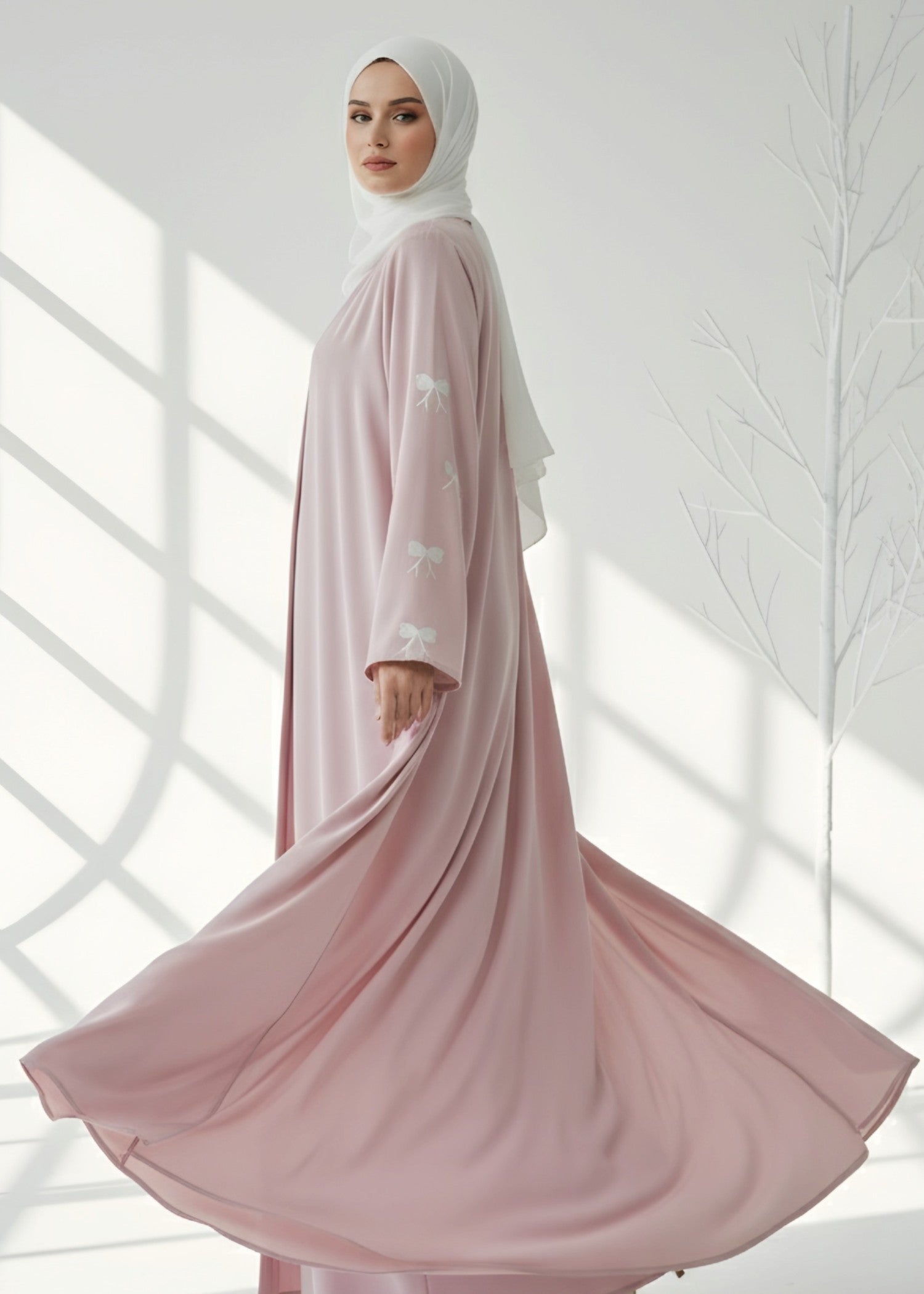 nidha blend Abaya in Cherry blossom pink