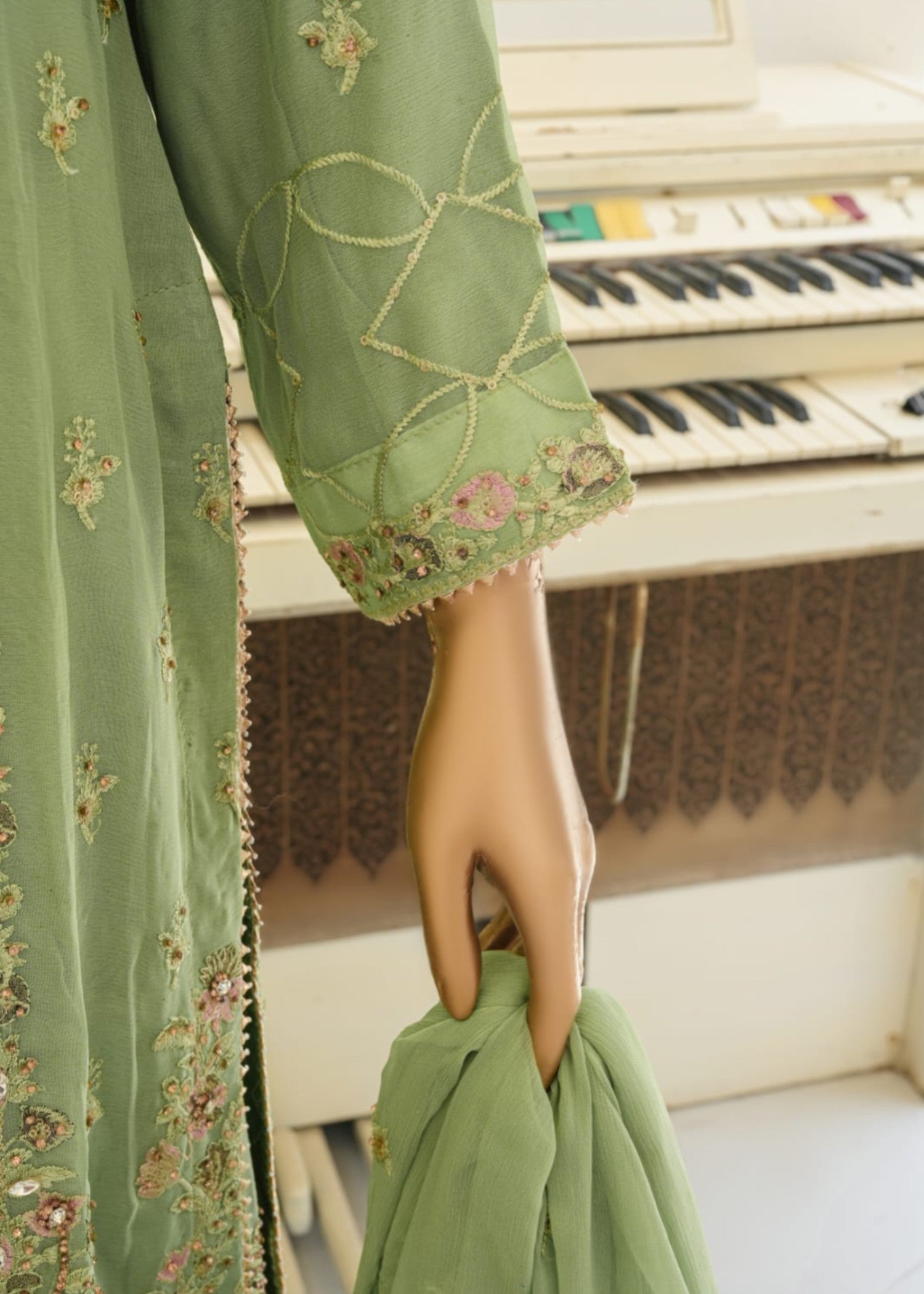 chiffon Sharara in Apple green