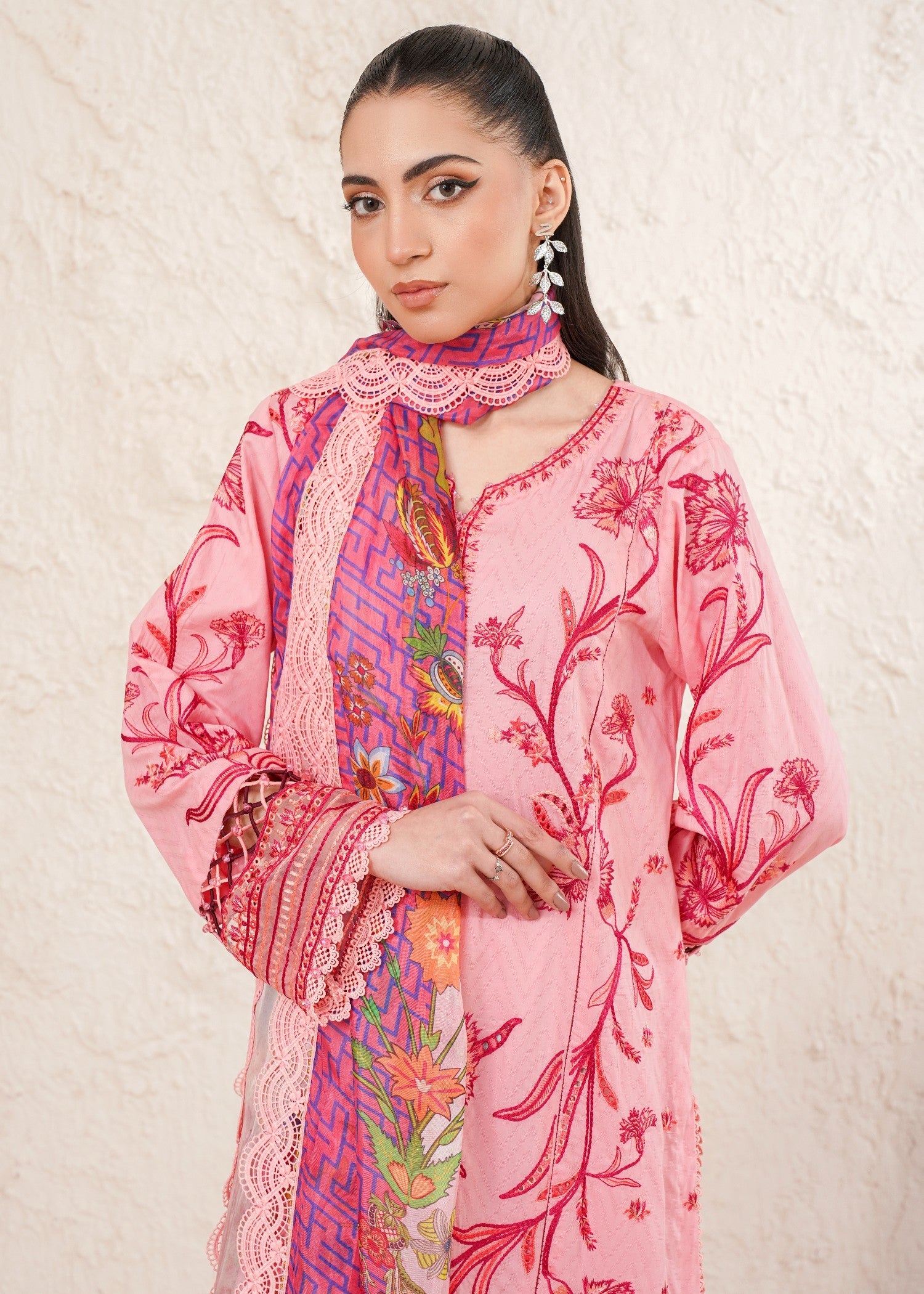 self jacquard Unstitched in Pink